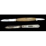 A mother of pearl and silver bladed fruit/pen knife, Birmingham 1897, makers mark F.C probably