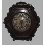 A French wall clock, octagonal wooden case, marble dial inset with enamel Roman numerals,