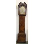 John Brown of Edinburgh - An unusual late 18thC walnut veneered longcase clock, c1770, the dial