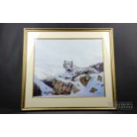 A framed print, Siberian tiger in snowy landscape