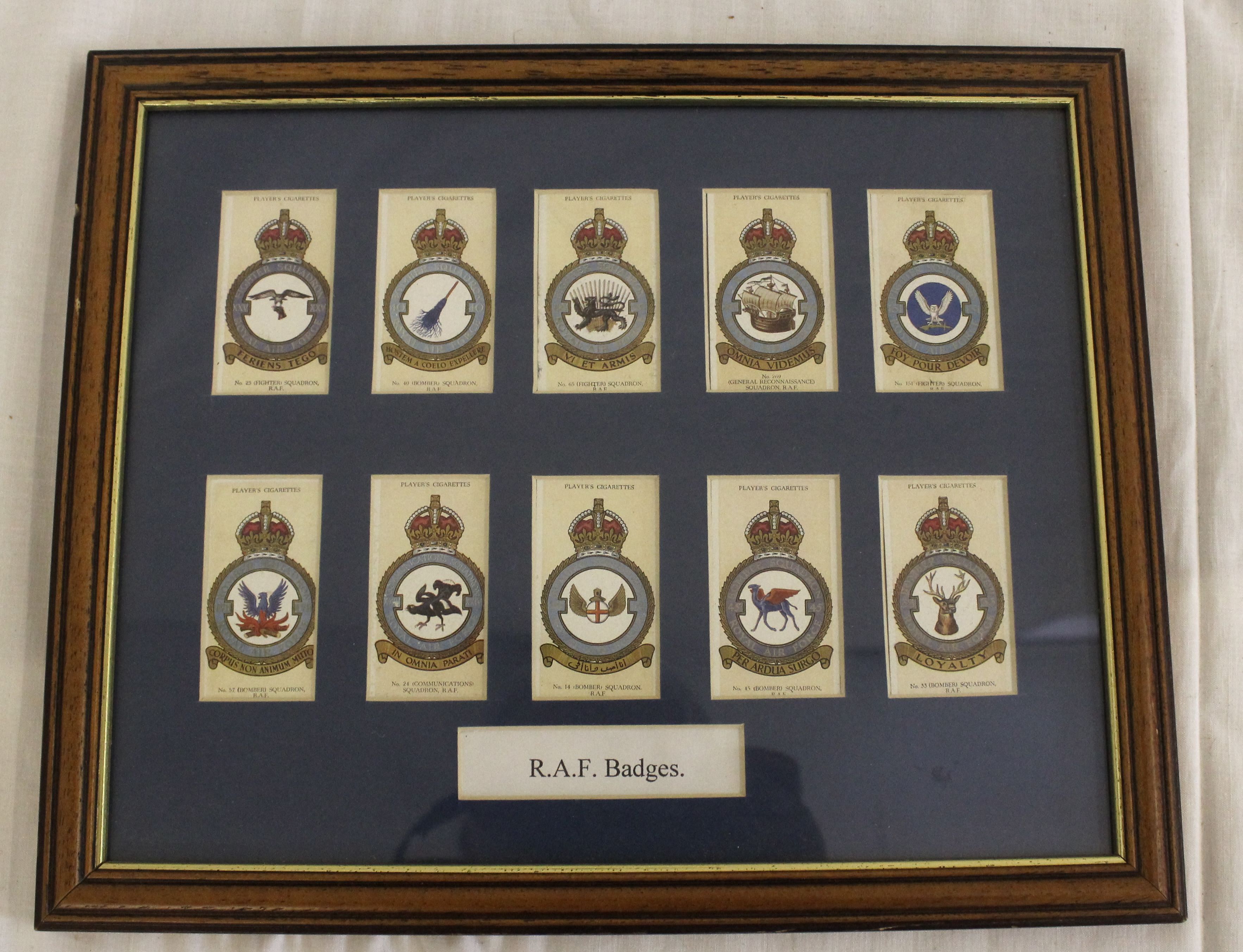 Royal Air Force Interest - John Plater & Sons, framed part set of ten cards