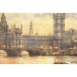 Large print of the House of Parliment, signed Bill Sturgeons, 48x35cm