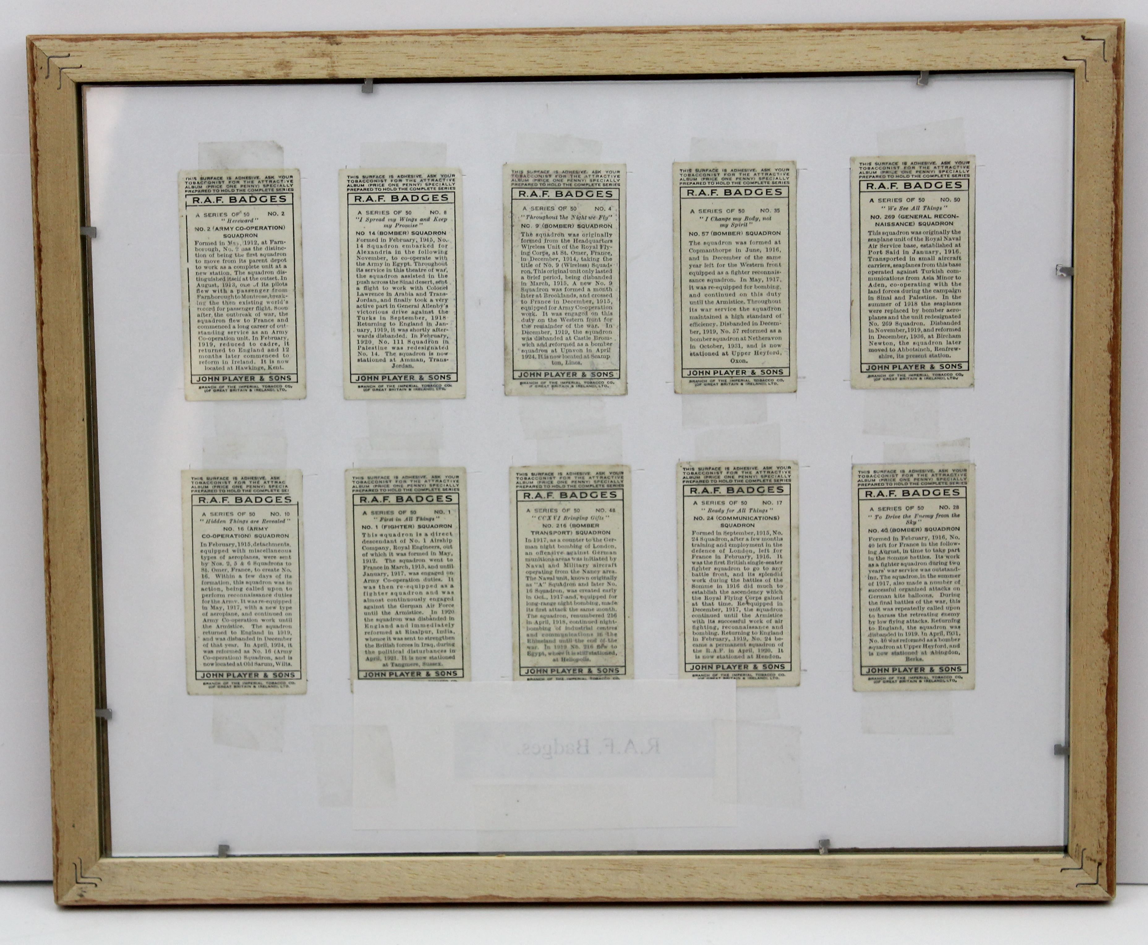 Royal Air Force Interest - John Plater & Sons, framed part set of ten cards - Image 2 of 2