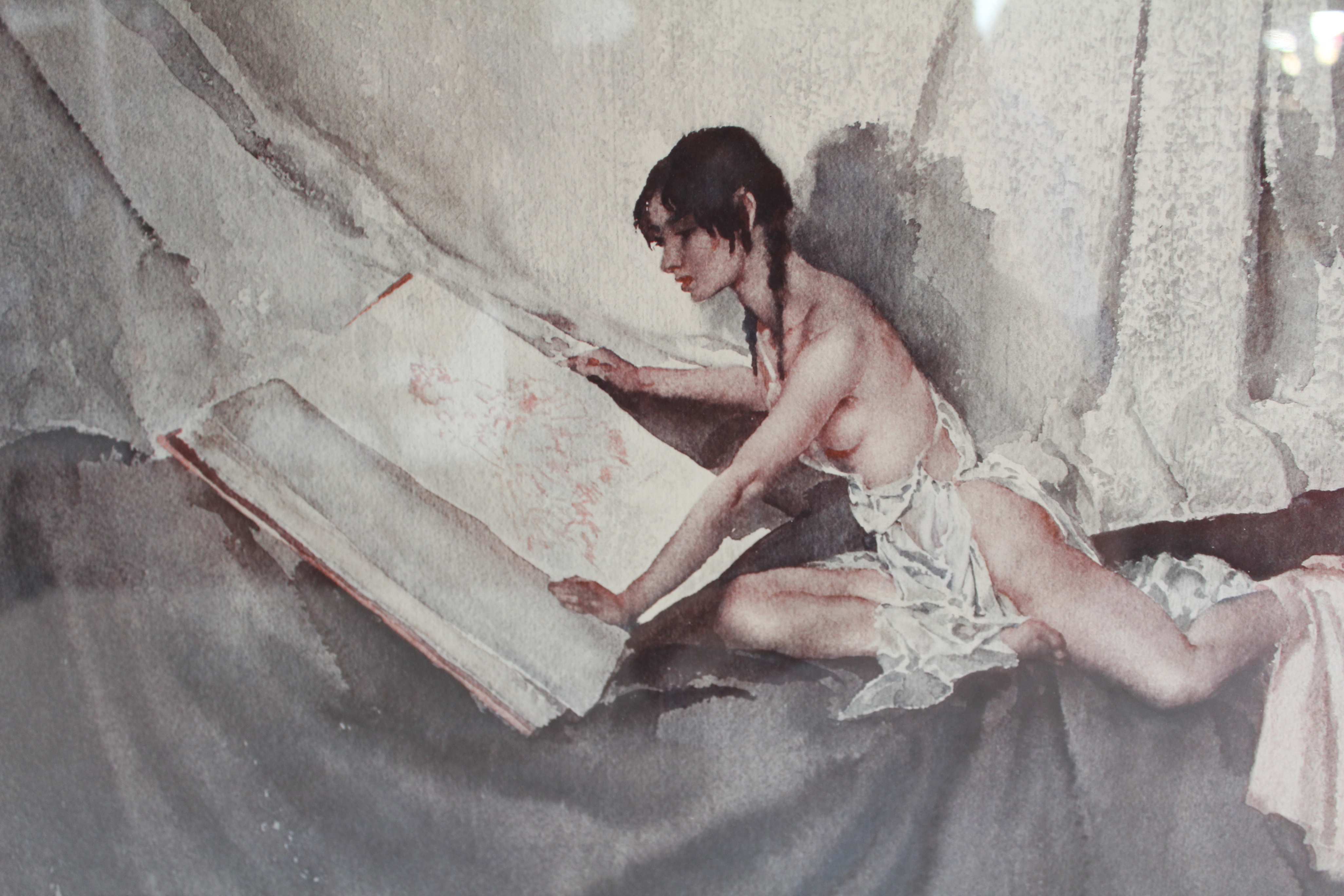 William Russell Flint - New model inspecting drawing of her predecessor, coloured lithograph, signed - Image 5 of 5