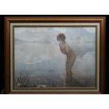 Paul Chabas - "September Morn" framed and glazed print of a lady bathing in a mountain lake 70 x 52