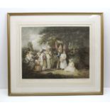 Clifford R James - Children playing at soldiers, coloured mezzotint, published by Vicars Brothers