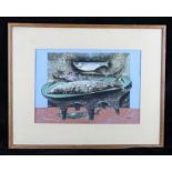 Walter Horst Nessler (1912-2001) Basket of Fish, mixed media on paper, signed, 35 x 25cm, framed