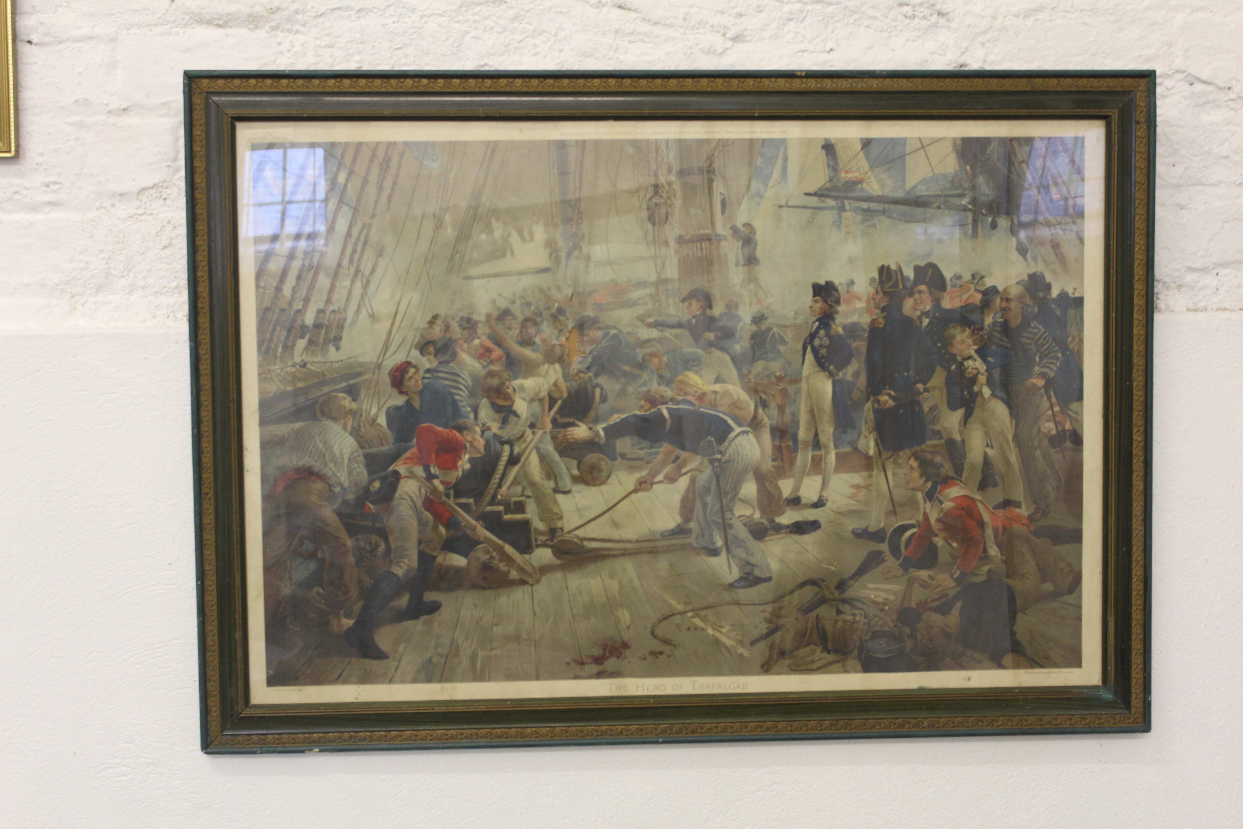 Horatio Nelson Interest - The Hero Of Trafalgar, print in colours, framed supplement to Holly