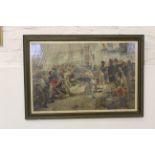 Horatio Nelson Interest - The Hero Of Trafalgar, print in colours, framed supplement to Holly