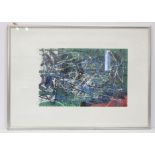 An abstract print, limited edition, no.130/250, signed indistinctly