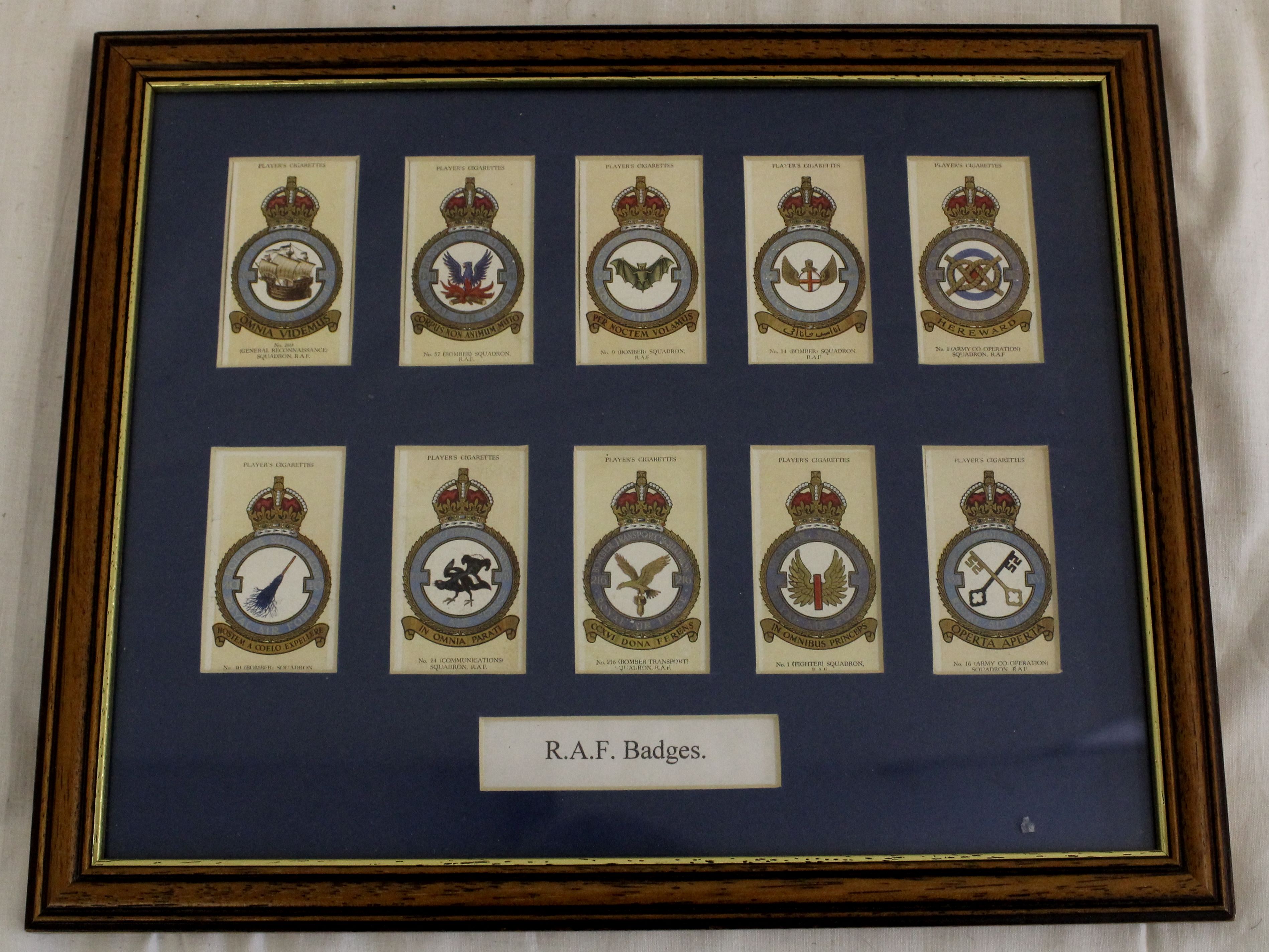 Royal Air Force Interest - John Plater & Sons, framed part set of ten cards