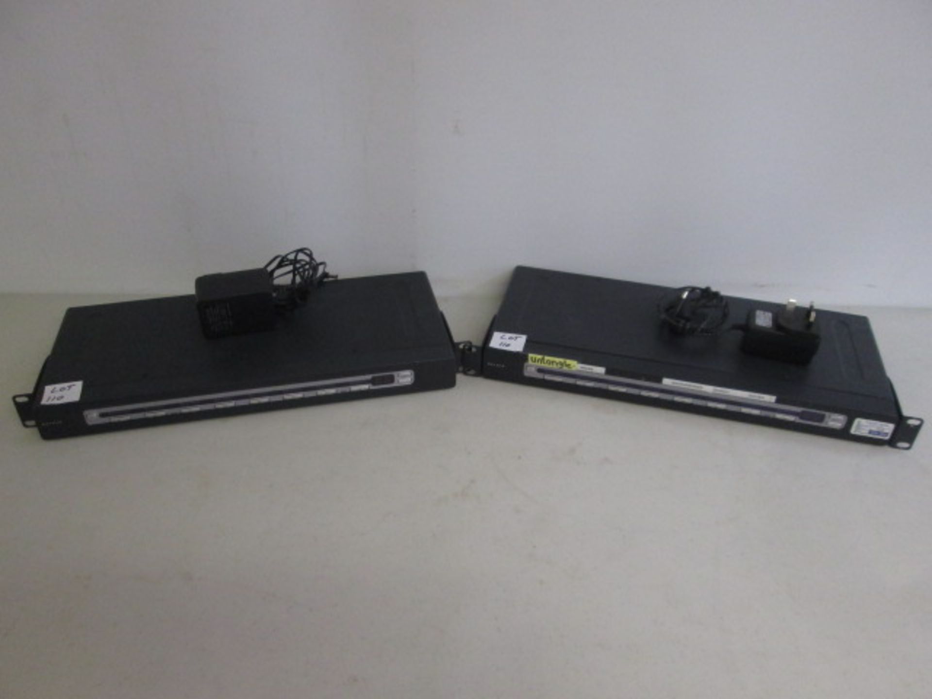 2 x Belkin Omni View Pro 2, 8 Port KVM Switch, Model FIDA108T. Comes with Power Supply