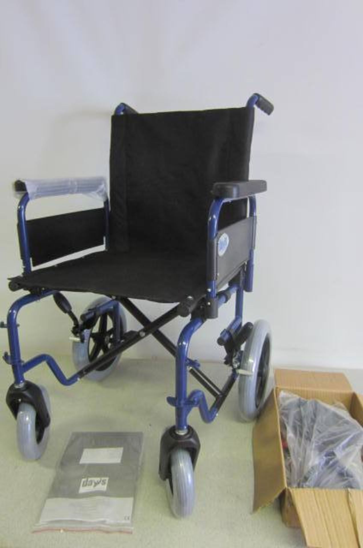 Days Patterson Medical Basic Steel Transit Wheel Chair, Model Equinox 45TR. Ex Display as New.