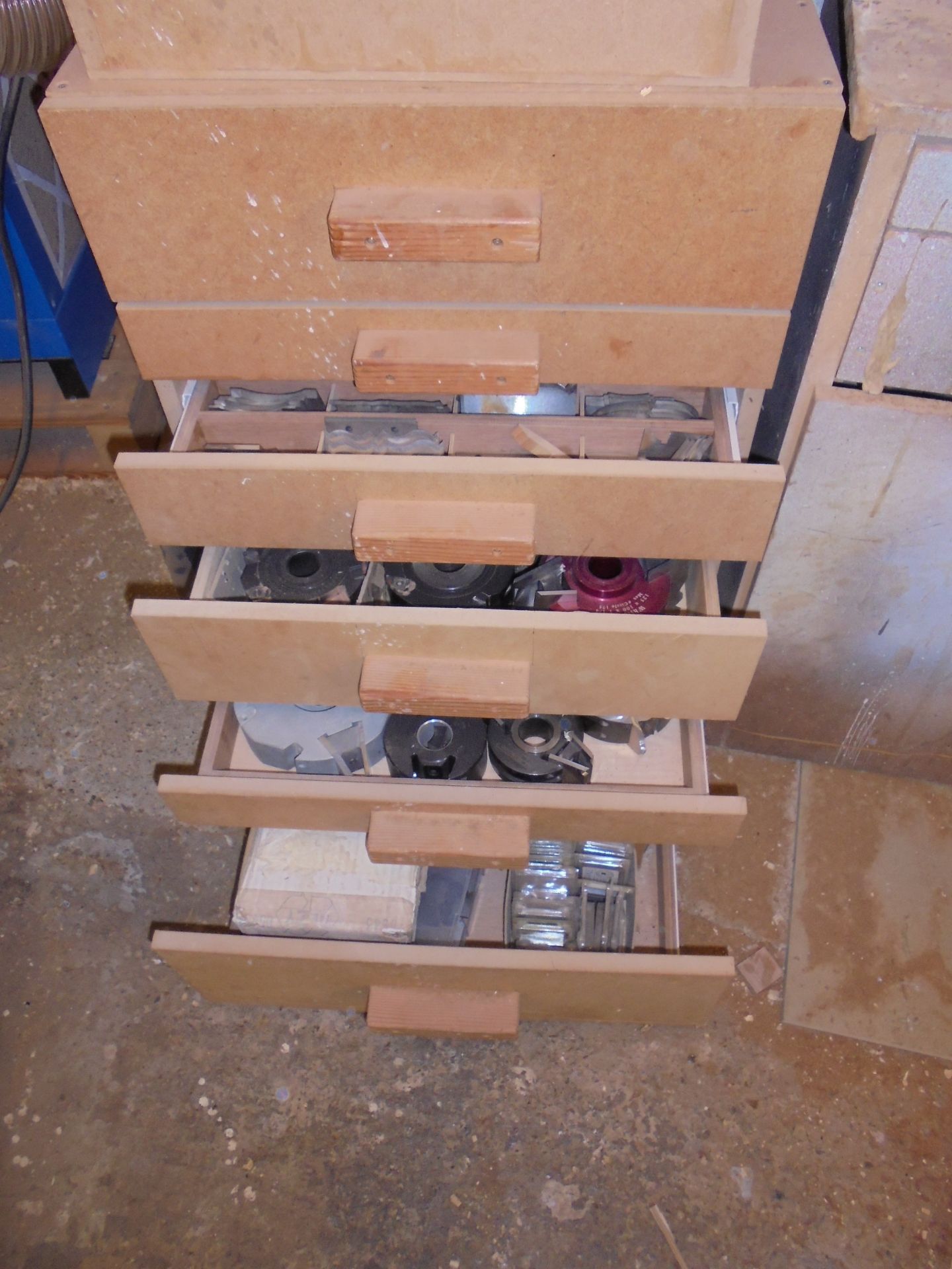 6 Drawer Cabinet Containing Large Quantity of Spindle Moulder Blocks & Cutters (As Viewed)