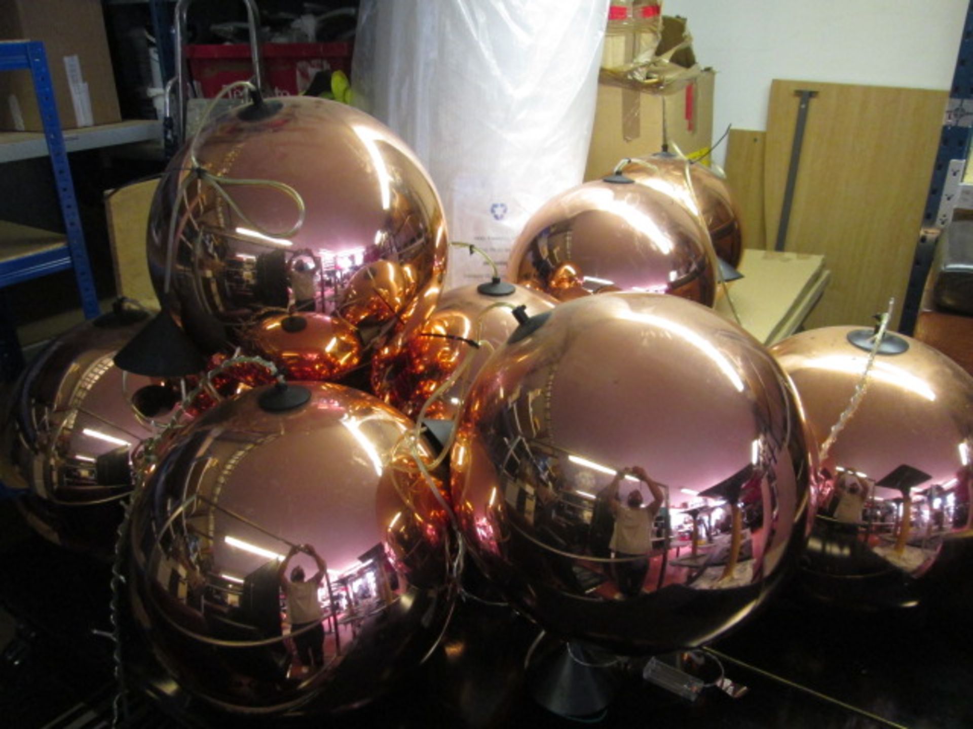 5 x Tom Dixon 25cm Pendant Ceiling Light. Made From a Polycarbonate Sphere. Colour Copper/Bronze - Image 4 of 4