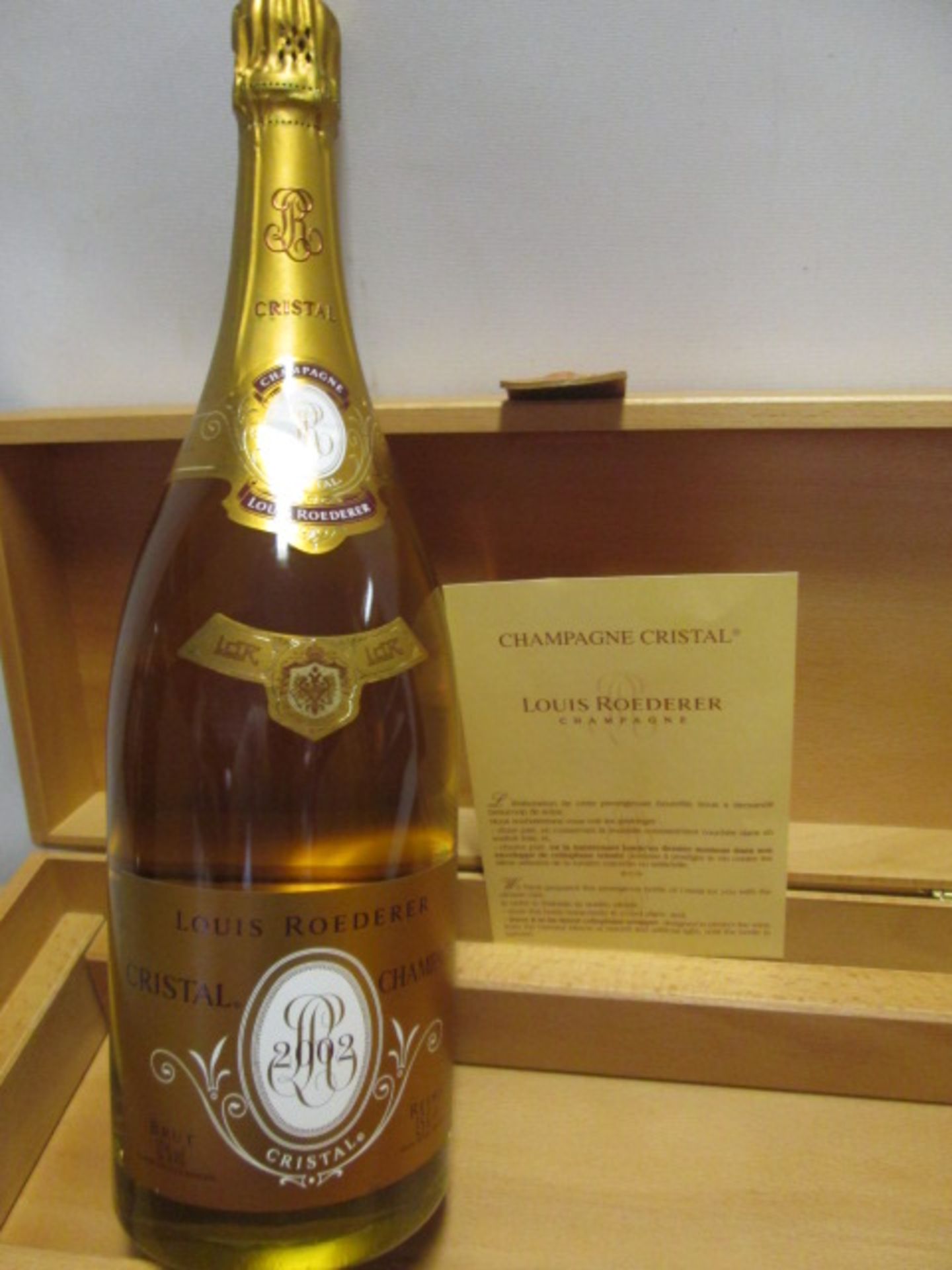 A Vintage 2002, Magnum of Cristal Marque Deposee, Louis Roederer Champagne in Wood Display Case - Image 3 of 5