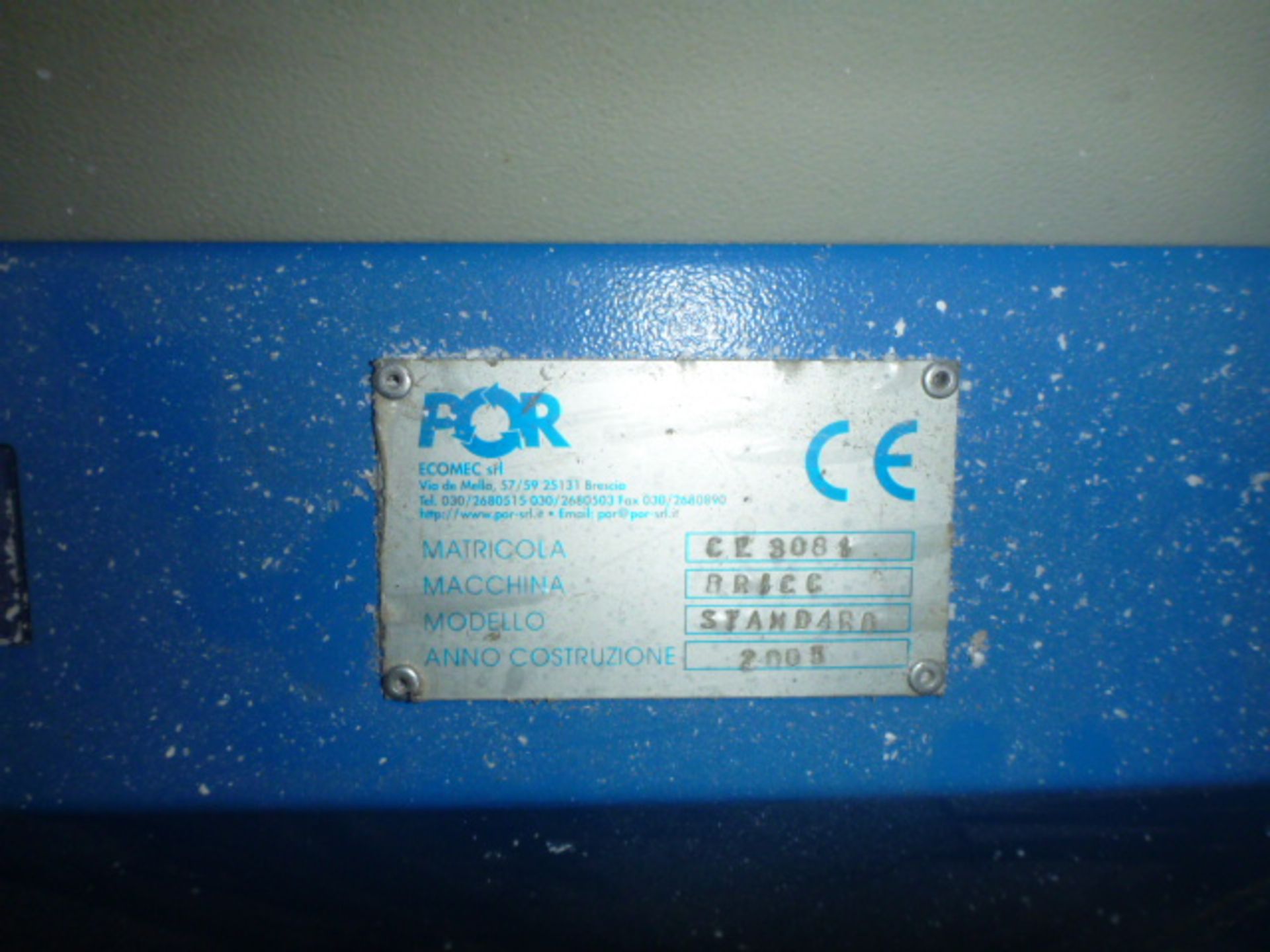 POR Standard Model Briquetting/Compacting Machine. Manufactured by ECOMEC s.r.l. Serial No CE3081, - Image 4 of 6