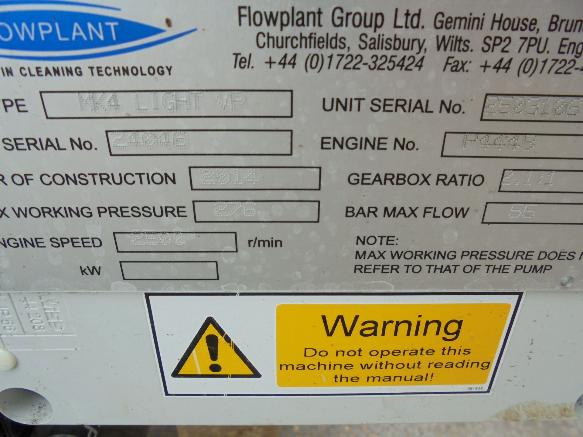 FLOWPLANT Harben High Pressure Water Jetting Machine, Model MK 4 Light Van Pack. - Image 14 of 43