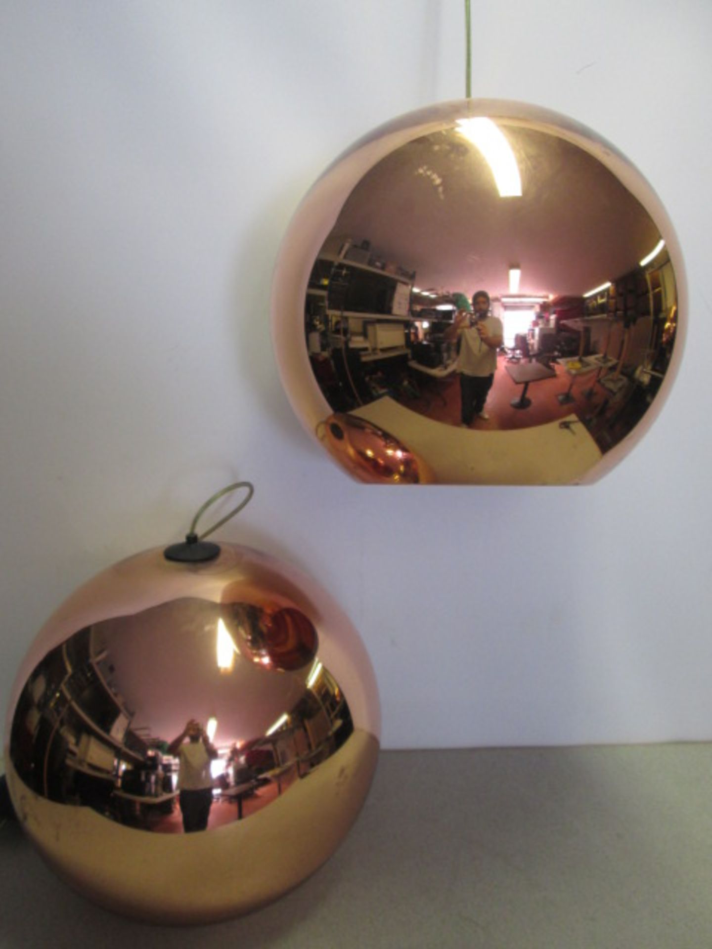 6 x Tom Dixon 25cm Pendant Ceiling Light. Made From a Polycarbonate Sphere. Colour Copper/Bronze