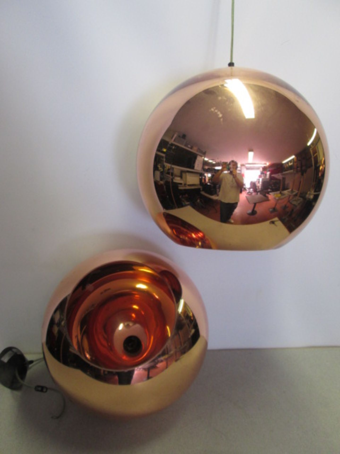 6 x Tom Dixon 25cm Pendant Ceiling Light. Made From a Polycarbonate Sphere. Colour Copper/Bronze - Image 2 of 4
