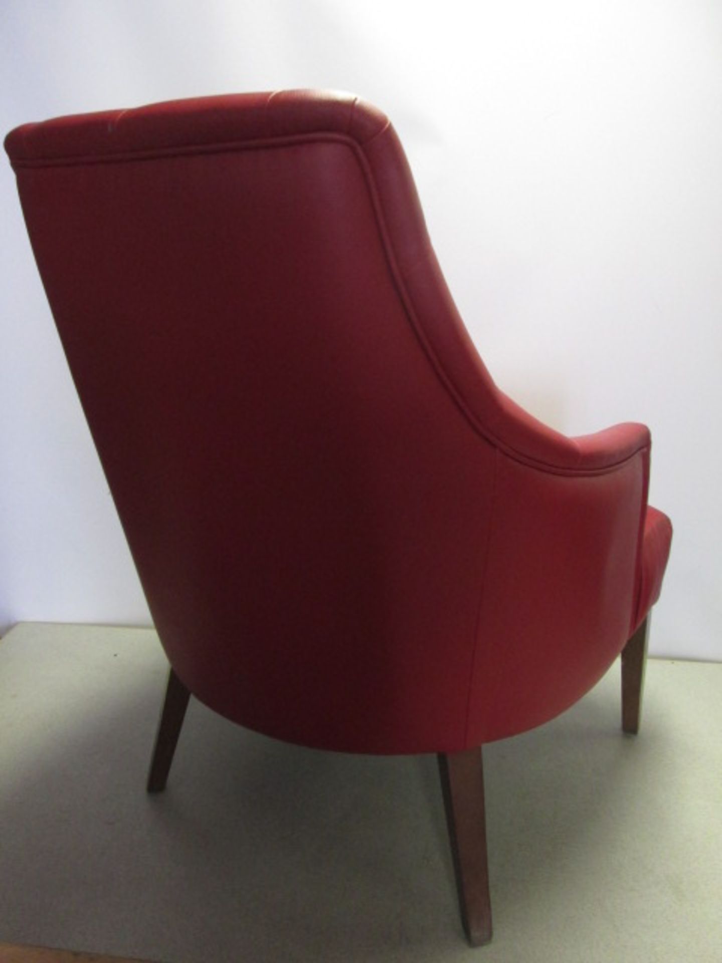 1 x Red Faux Leather Cocktail Lounge Armchair - Image 3 of 3