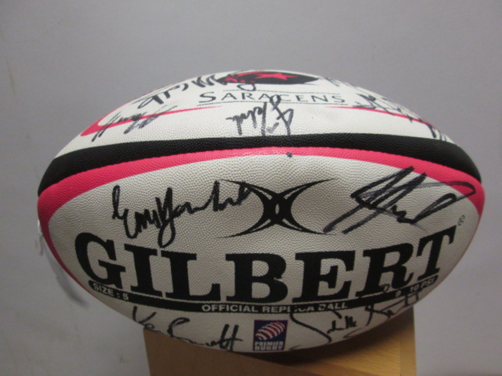 Saracens Kooga Rugby Union Shirt & Gilbert Official Replica Rugby Ball (Size 5). Both Items Signed - Image 5 of 8