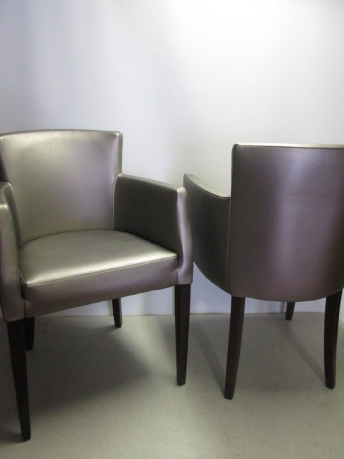 2 x Cocktail Lounge Chairs, Upholstered in Silver Faux Leather - Image 3 of 3