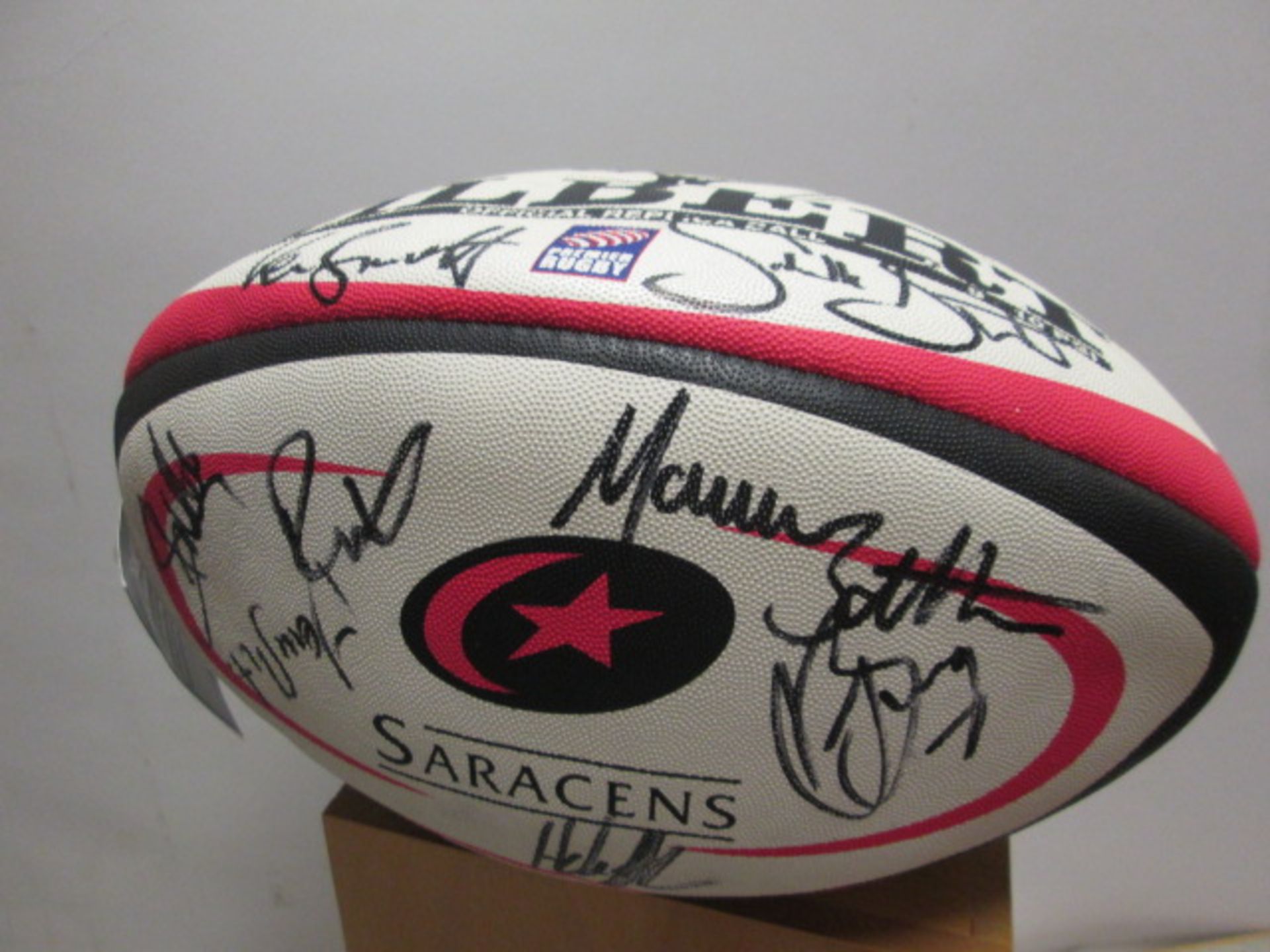 Saracens Kooga Rugby Union Shirt & Gilbert Official Replica Rugby Ball (Size 5). Both Items Signed - Image 4 of 8