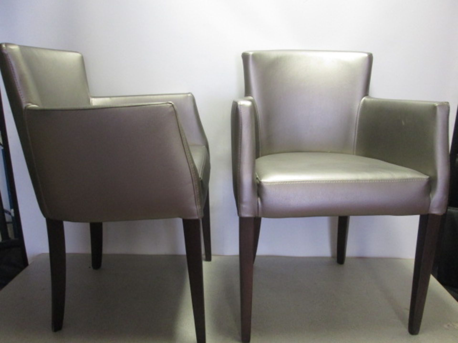 2 x Cocktail Lounge Chairs, Upholstered in Silver Faux Leather - Image 2 of 3