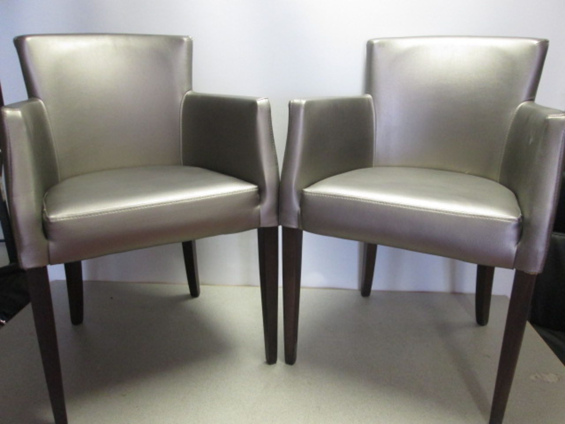 2 x Cocktail Lounge Chairs, Upholstered in Silver Faux Leather