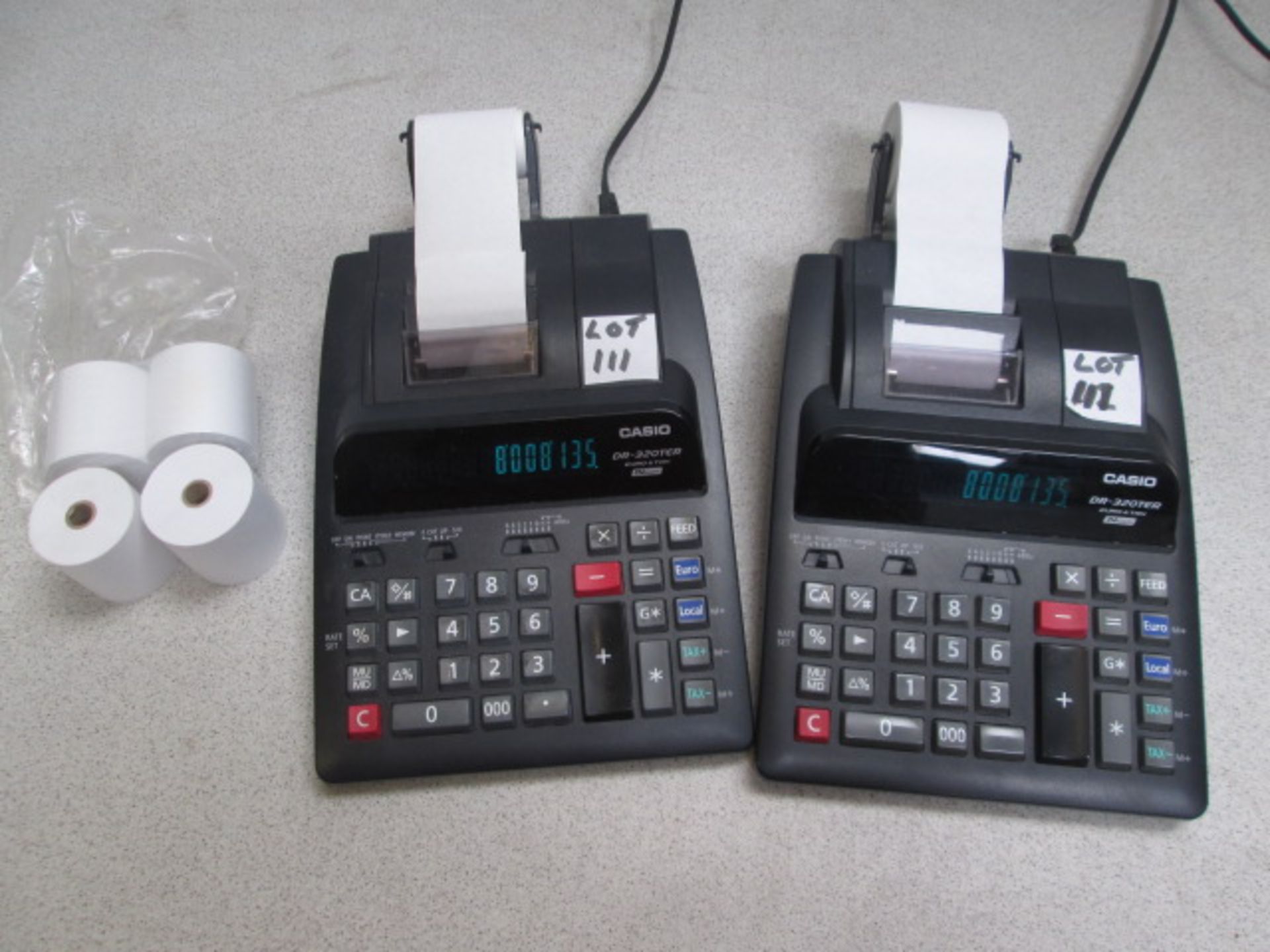 2 x Casio DR-320TER Printing Calculator. Comes with 4 Paper Rolls