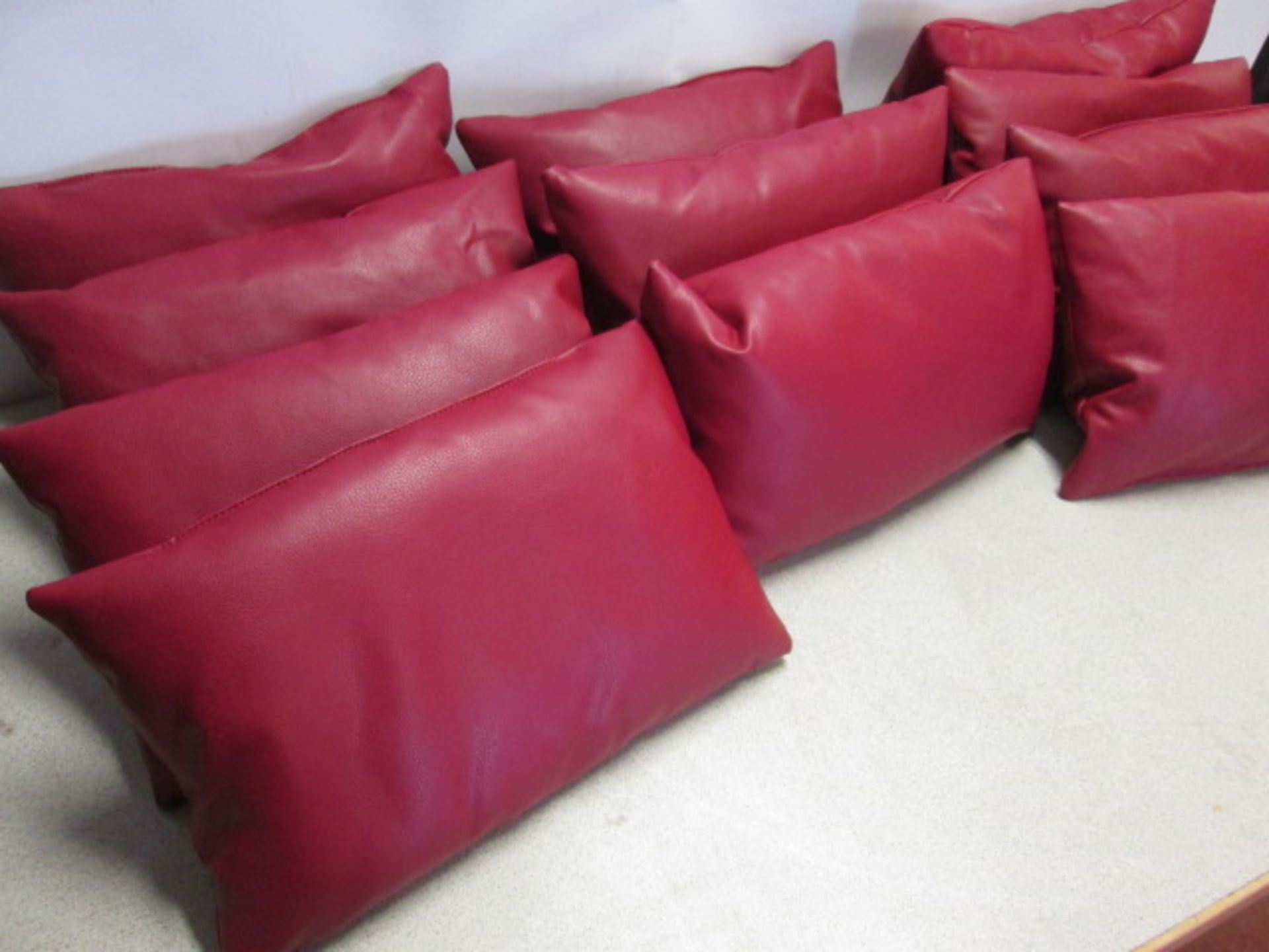 11 x Red Faux Leather Cushions, Size 40cm x 25cm - Image 2 of 2