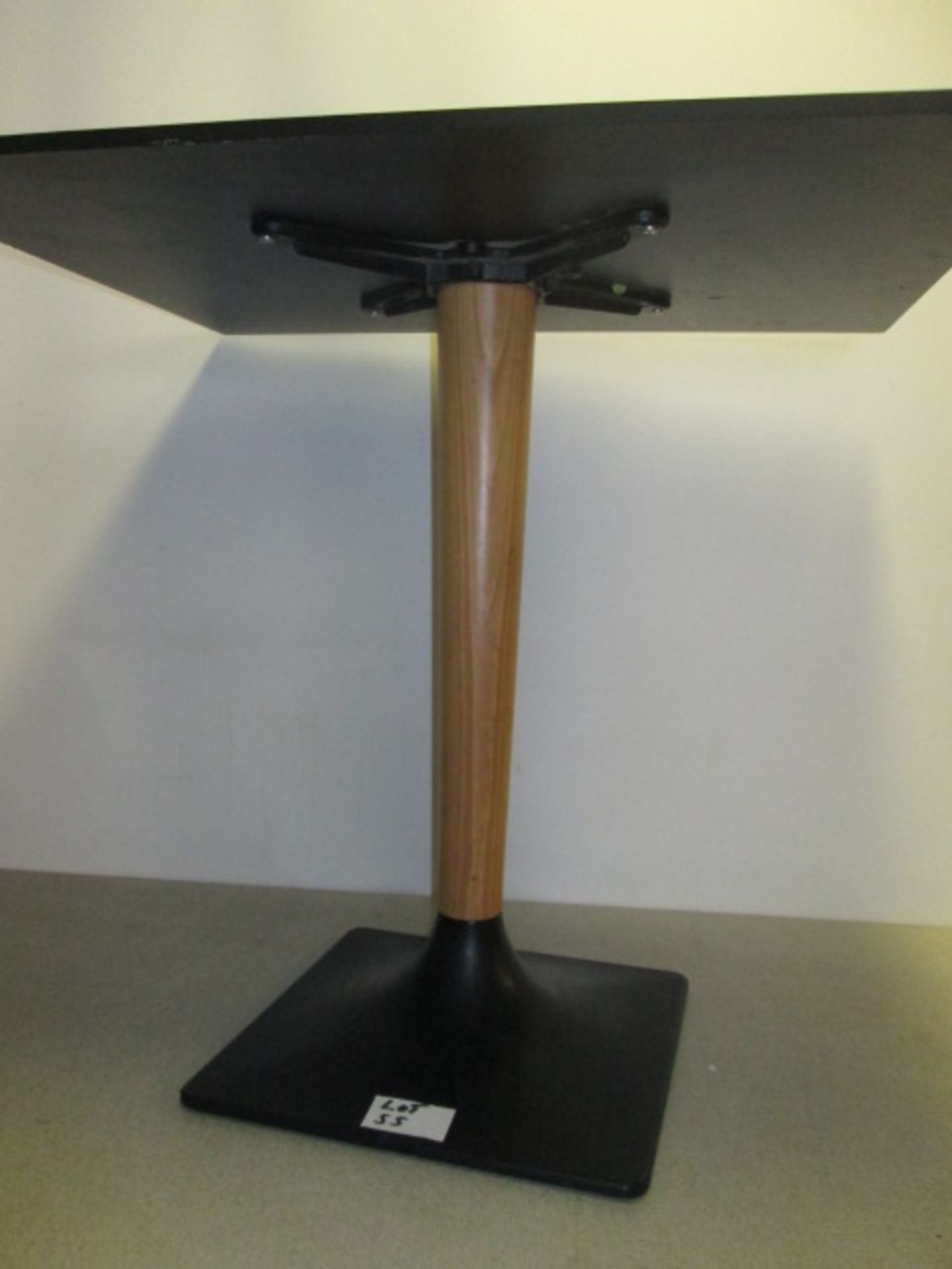 1 x Pedrali Black Laminate Topped Restaurant Table on Wooden Support & Cast Iron Base, Size 80cm x - Image 2 of 2