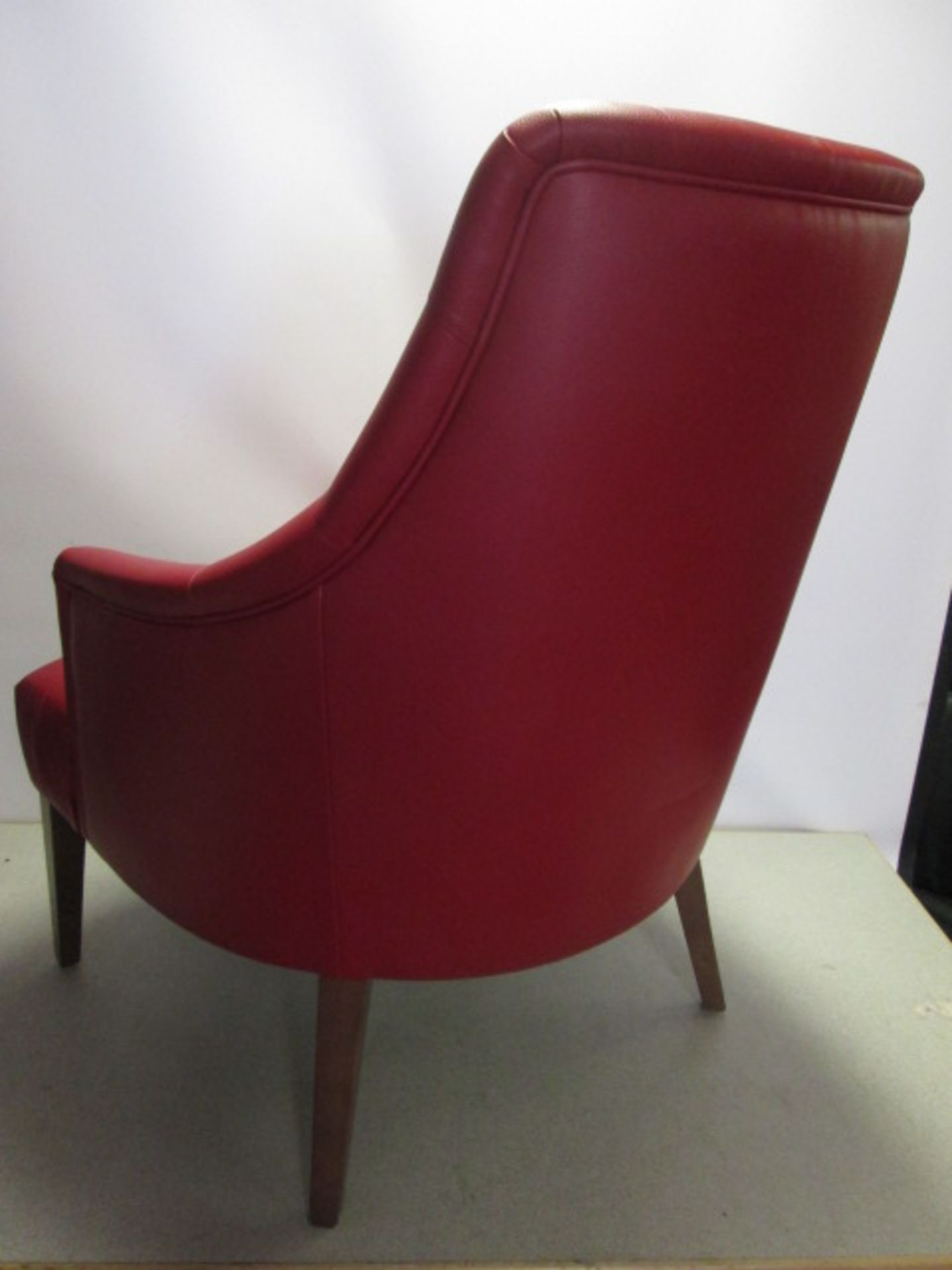 1 x Red Faux Leather Cocktail Lounge Armchair - Image 3 of 3