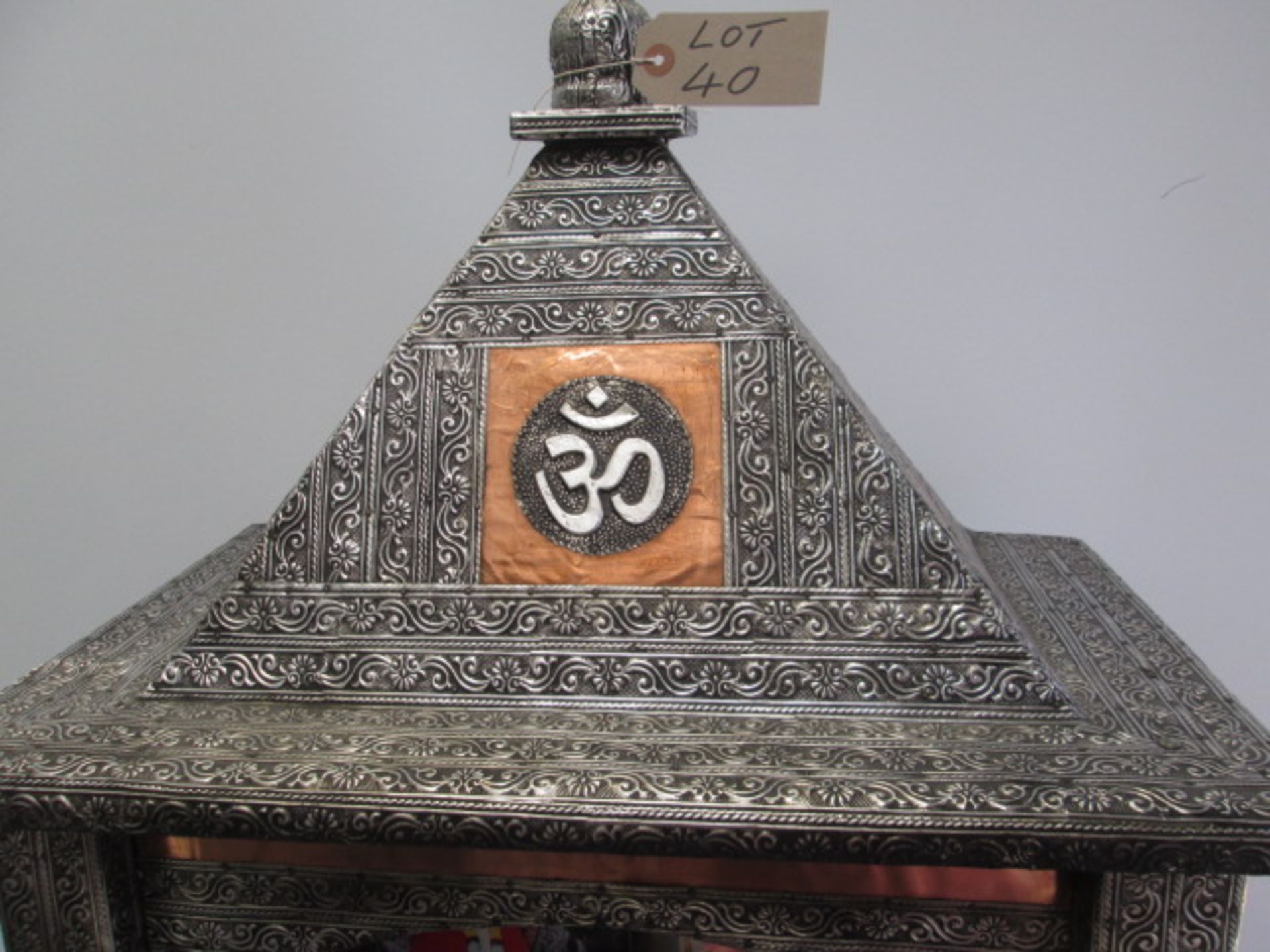 Hindu Daily Prayer Table Temple in Oxidised Copper with 56 Packs of Incense. Size 40" H x 22"W x - Image 5 of 9