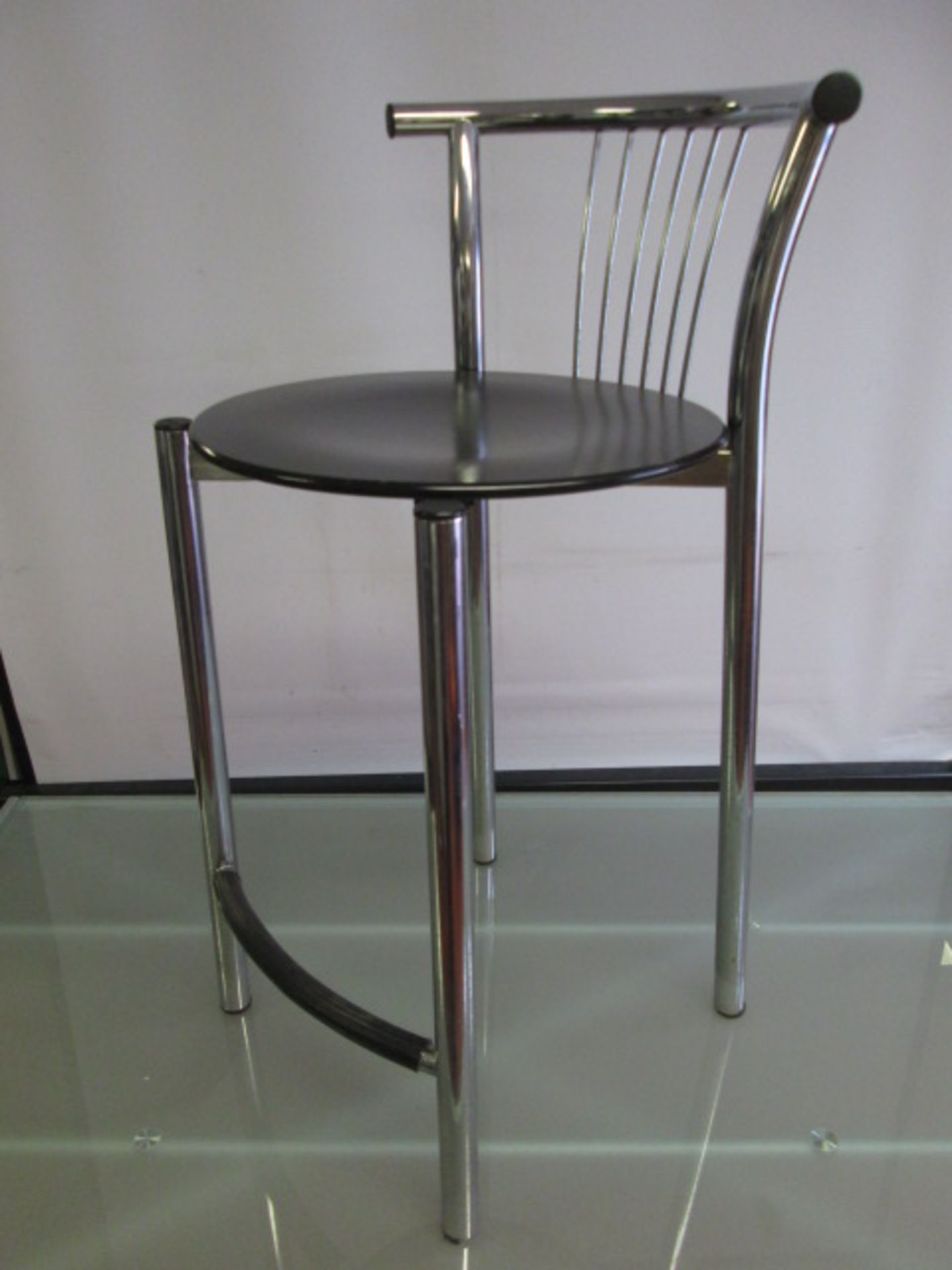 Chrome Framed Stool with Wood Seat