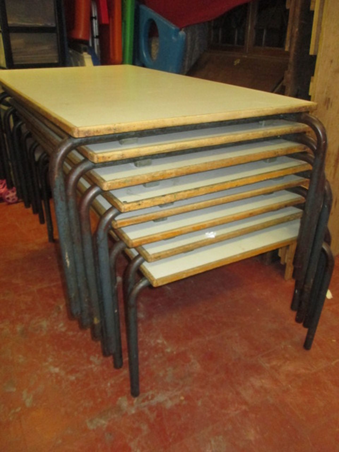 8 x Wood Topped Children's/Classroom Stacking Tables. Size (H) 49cm x (W) 122cm x (D) 69cm - Image 2 of 2