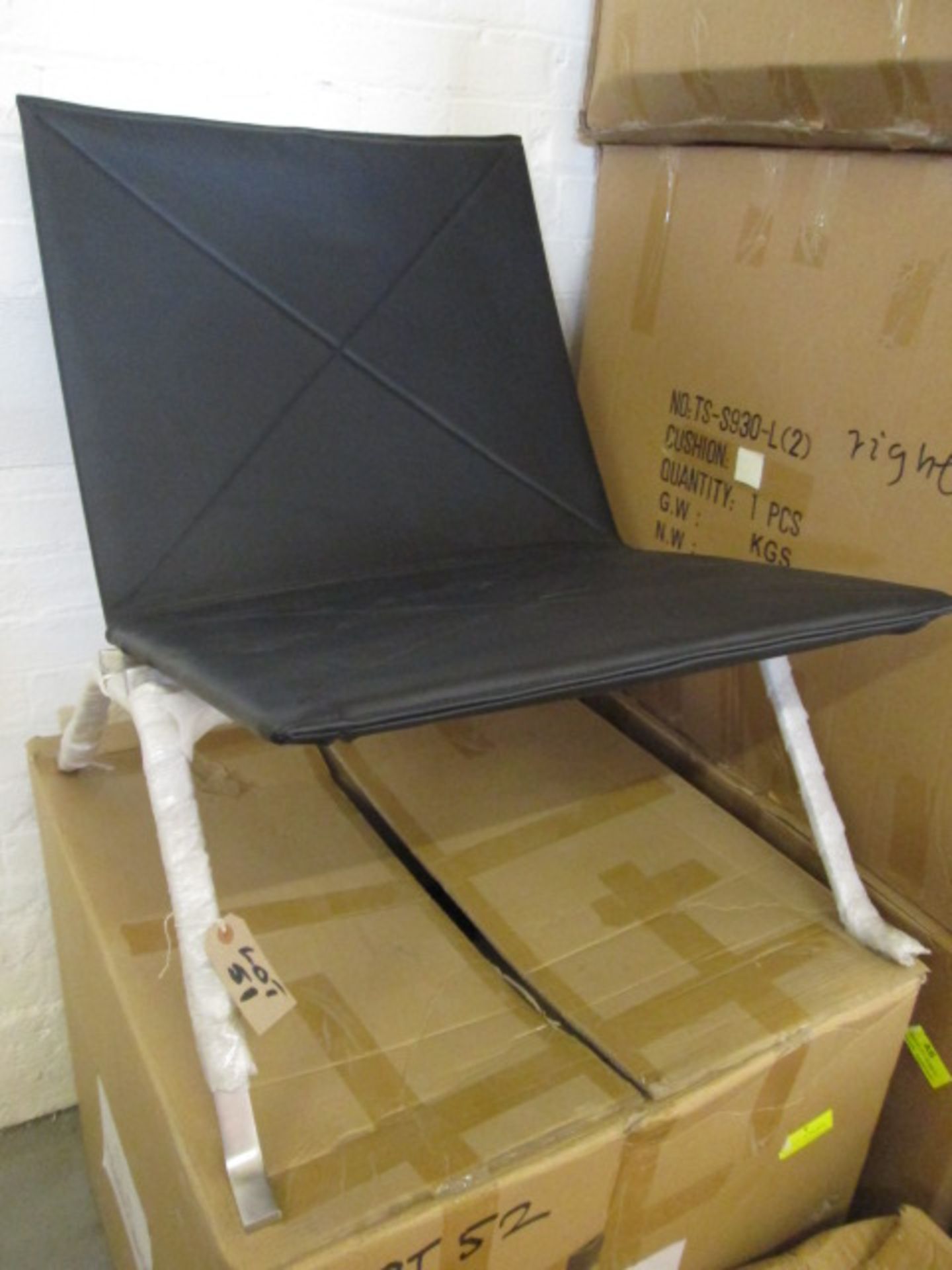 Ex-Display/As New - Black Leather Reception Seat on Stainless Steel Base (Model TS-W1054)