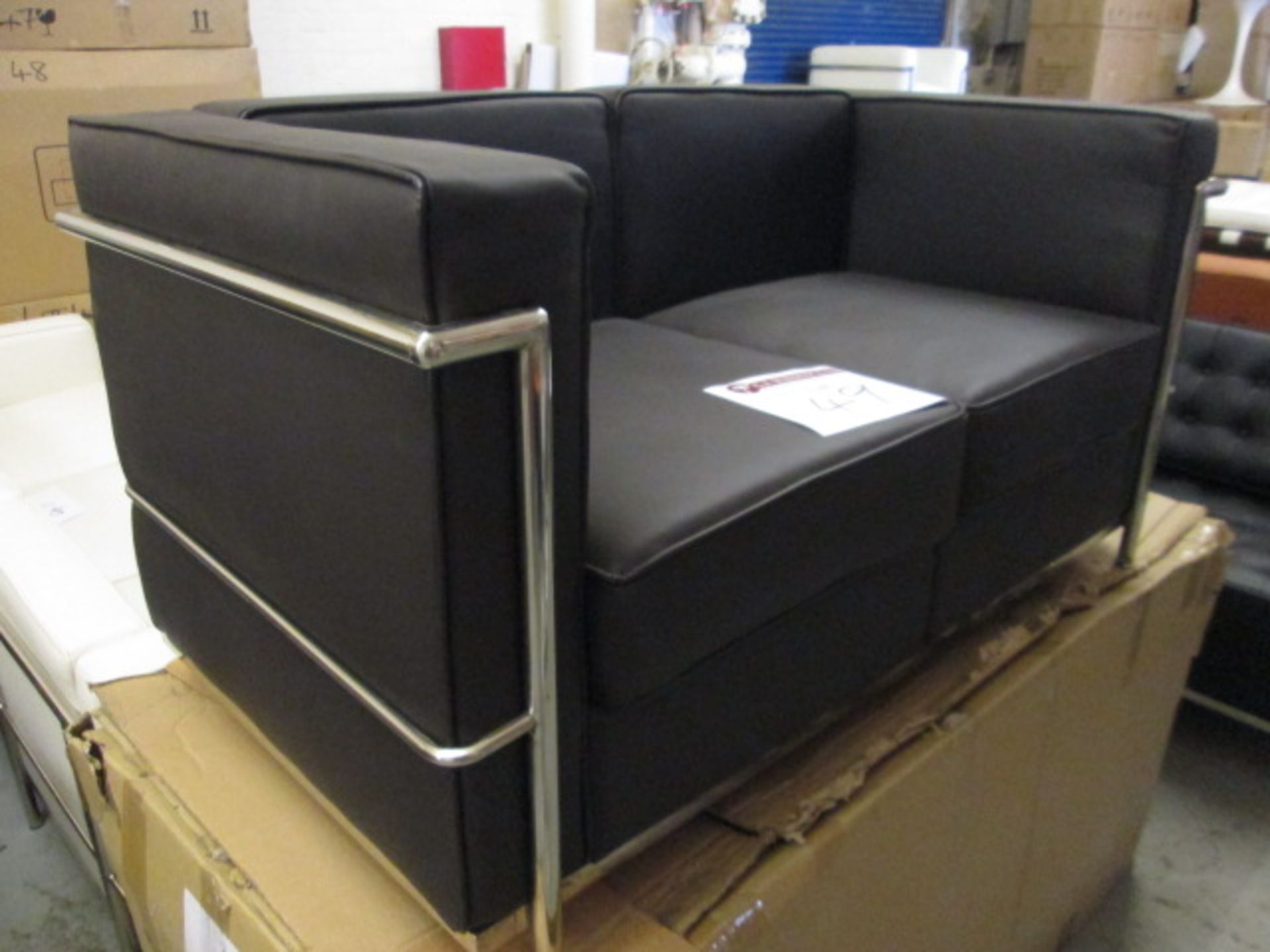 Boxed/As New - Chrome Framed, Brown Leather Sofa (Model TS-S930-2). Size (H) 65cm x (W) 130cm x ( - Image 2 of 4