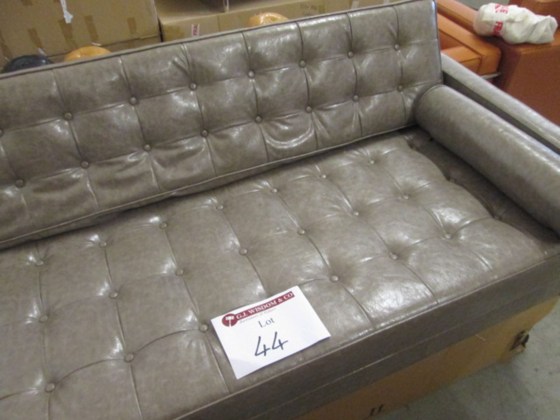 Ex-Display - Grey Faux Leather Sofa with Reversible Cushions (Model TS-384-3). Size (H) 50cm x (W) - Image 3 of 3