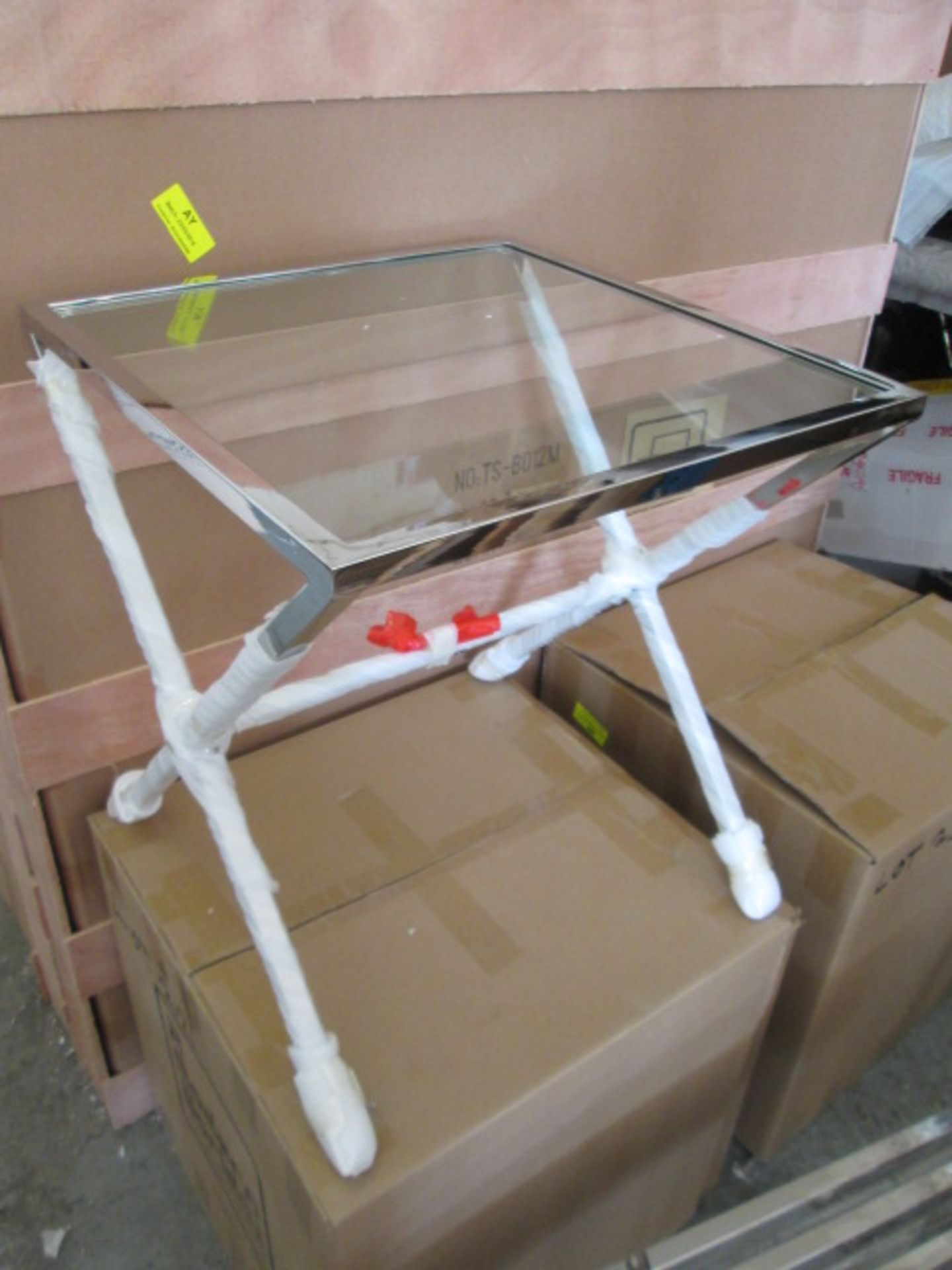 Boxed/As New - Chrome Framed Side Table with Glass Insert (2 Boxes Model CT066S). Size (H) 55cm x ( - Image 2 of 2