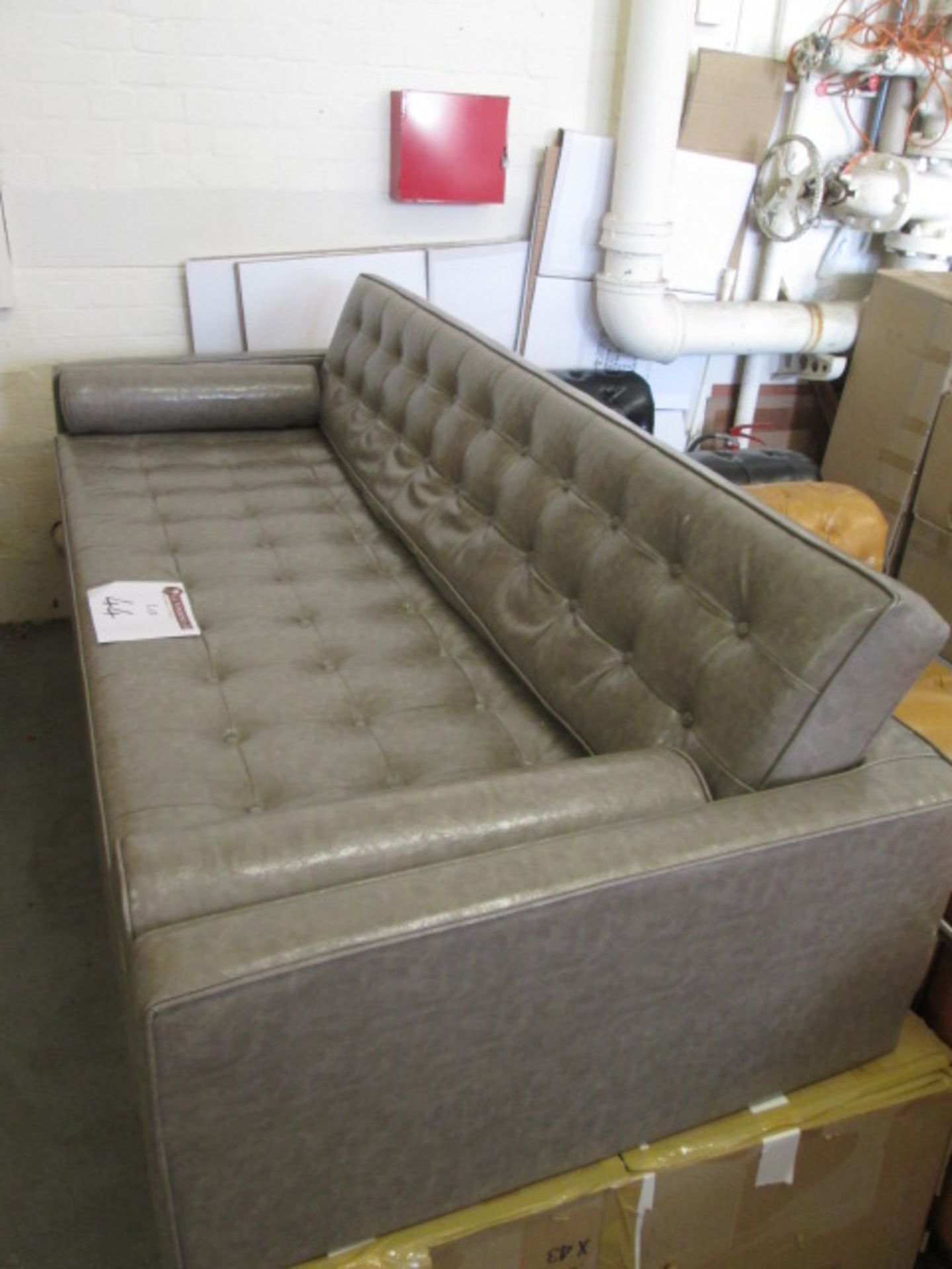 Ex-Display - Grey Faux Leather Sofa with Reversible Cushions (Model TS-384-3). Size (H) 50cm x (W) - Image 2 of 2