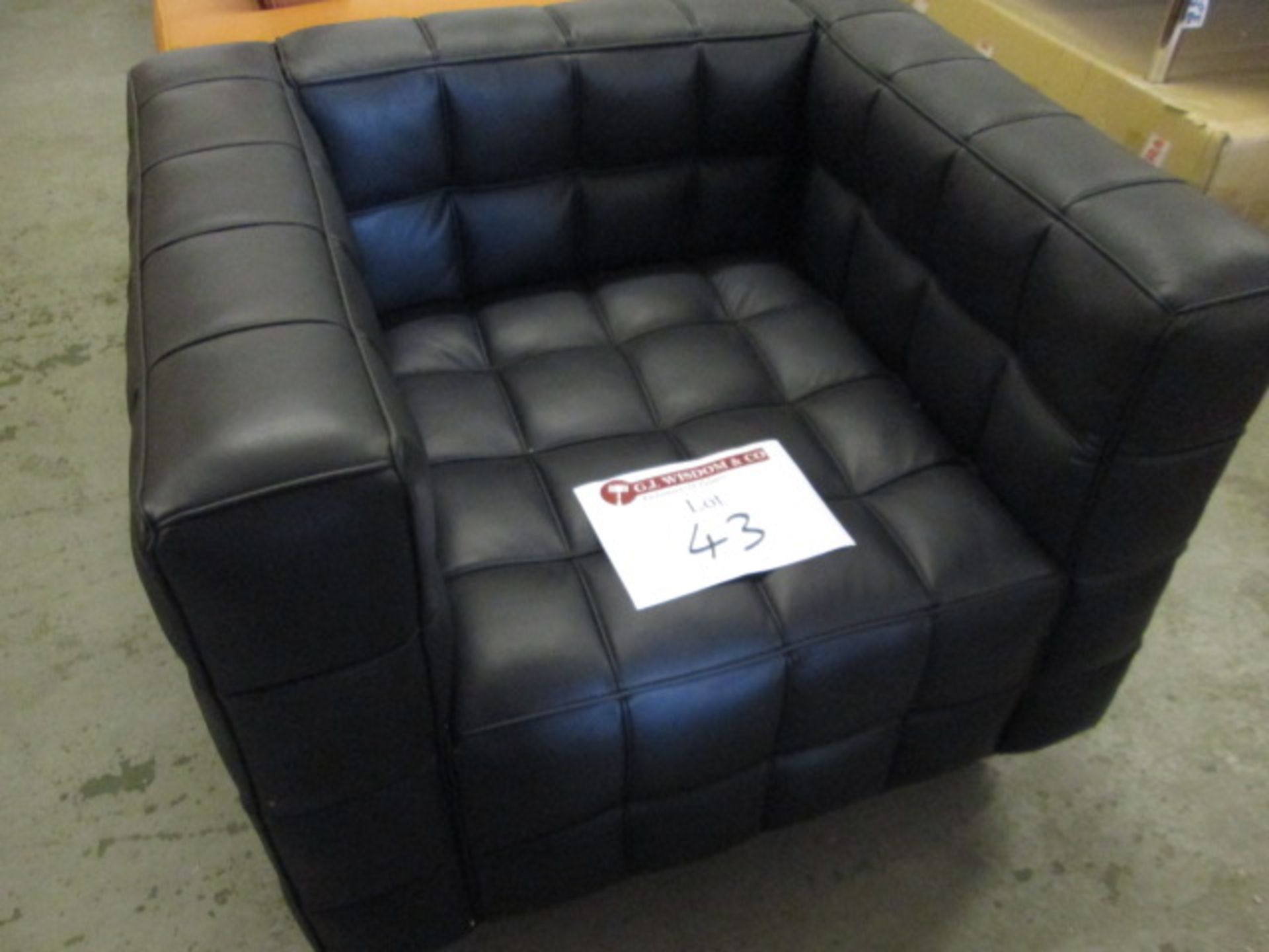 As New/Ex Display - Joseph Hoffman Style Black Leather Armchair on Wood Feet (Model TS-S72-1). - Image 3 of 3