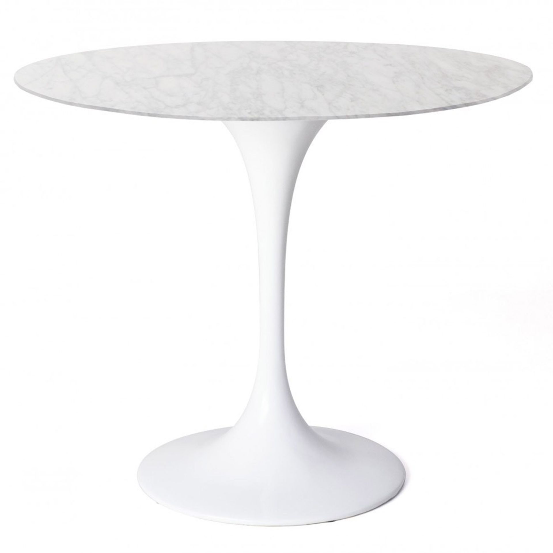 Boxed/As New - Round Stem Table in White with Black Marble Top (2 Boxes Model TS-B012M). Size (H)