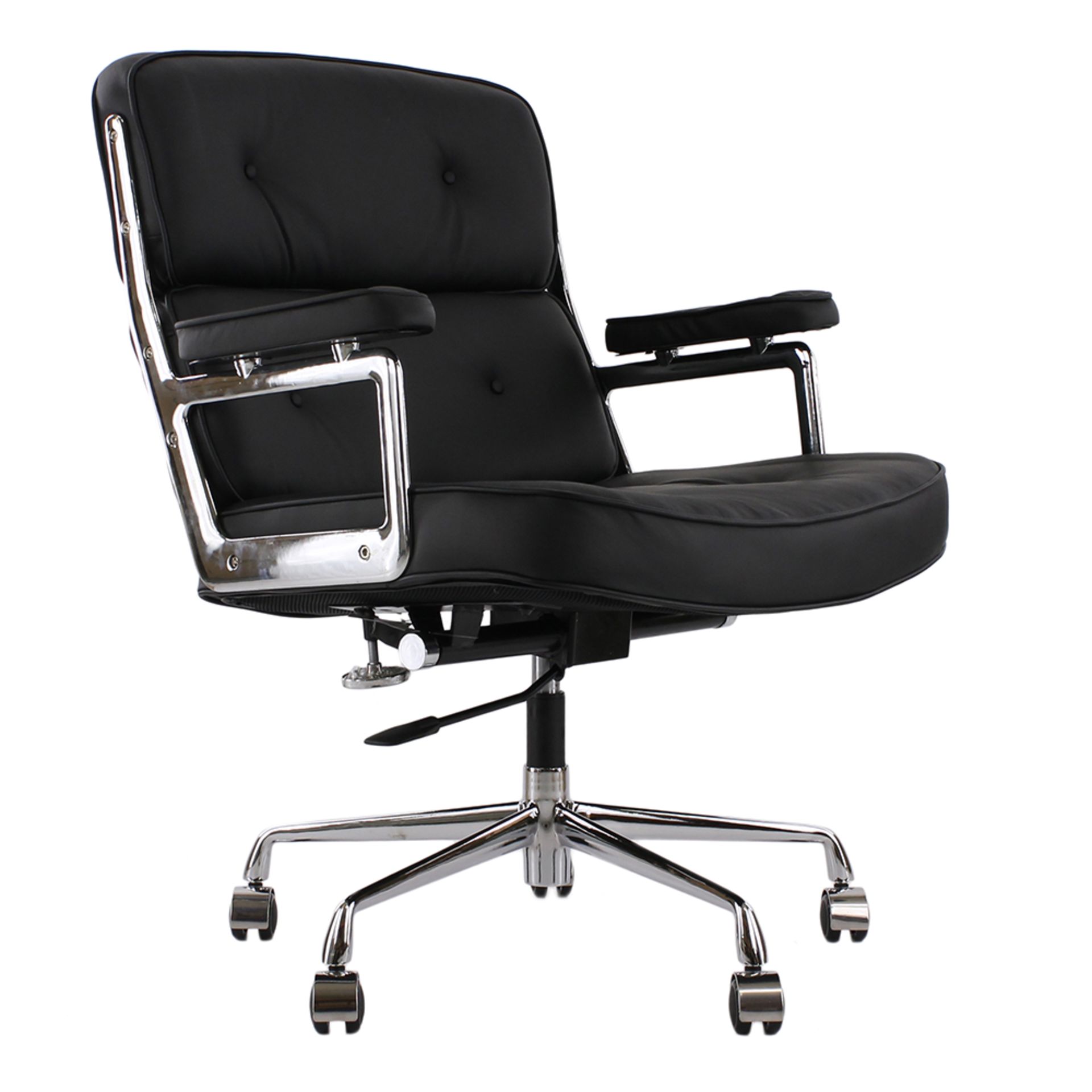 Ex-Display/As New - Eames Style Lobby Chair in Black Leather & Stainless Steel Office Chair (Model - Image 2 of 2