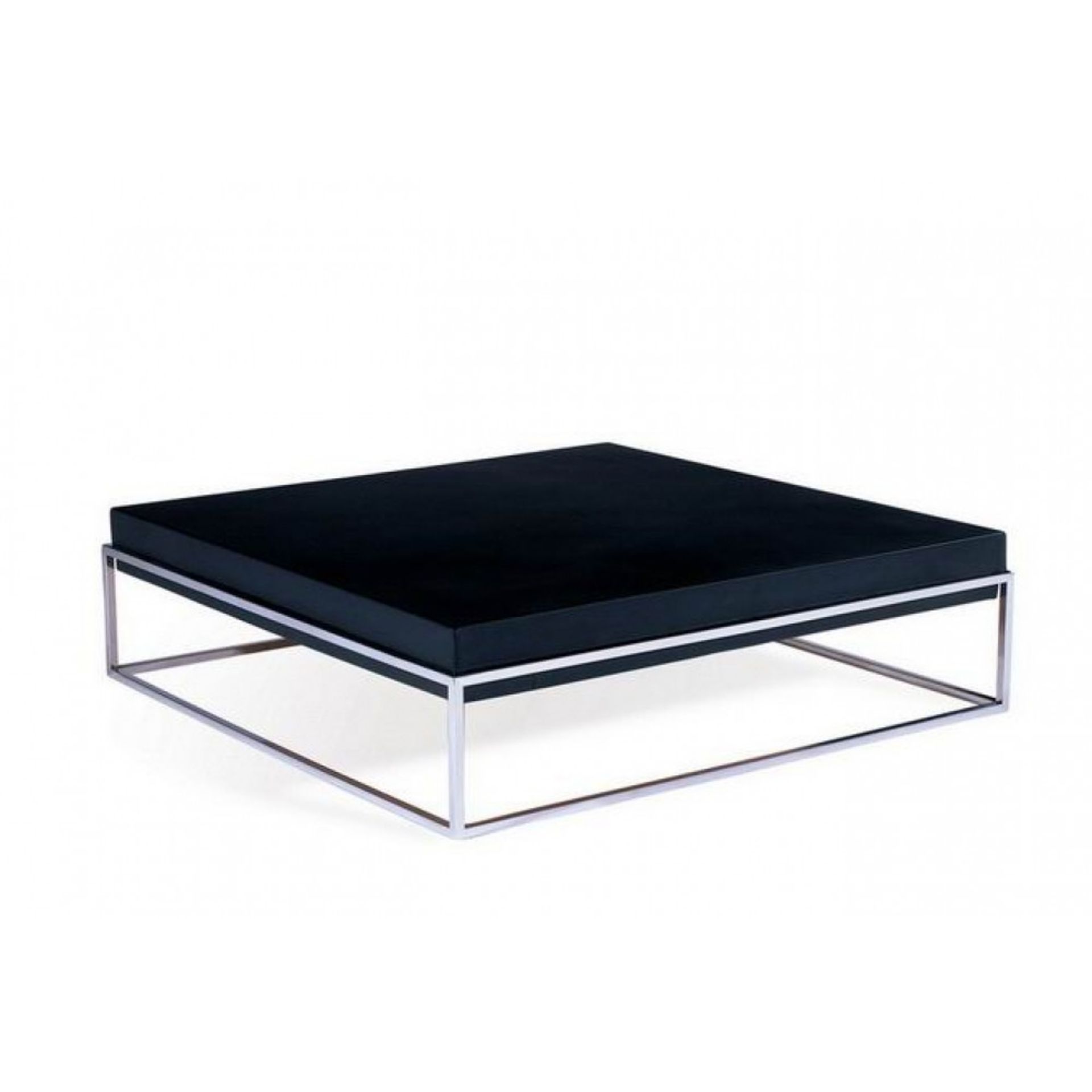 Boxed/As New - Auctor FT Chrome Frame with Black Faux Leather Coffee Table Top (Model CT021L).