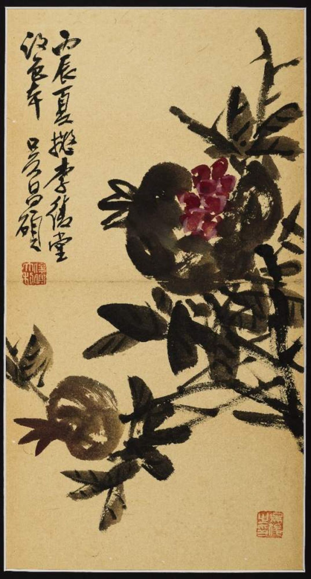 WU CHANGSHUO ZUGESCHRIEBEN: ACHT ALBUMBLÄTTER MIT BLÜTEN UND FRÜCHTENTusche und Farben auf Papier. - Image 5 of 10