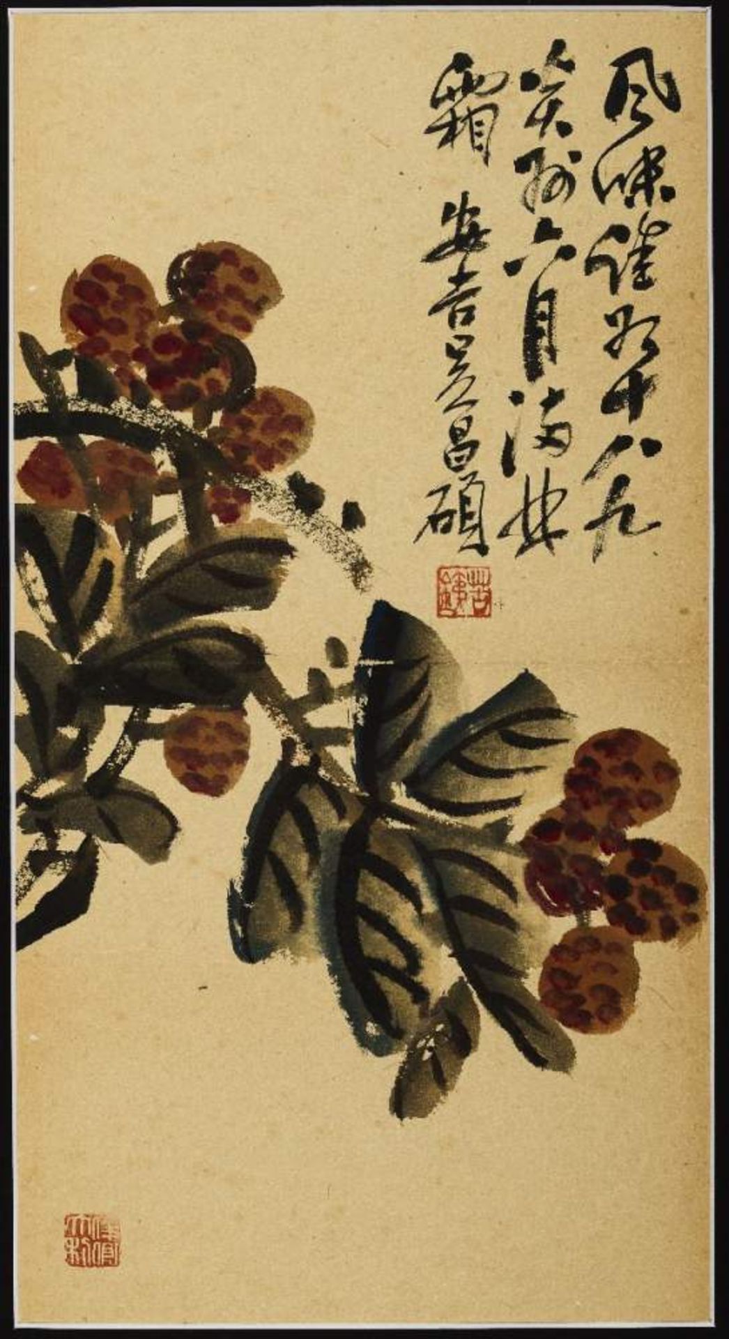 WU CHANGSHUO ZUGESCHRIEBEN: ACHT ALBUMBLÄTTER MIT BLÜTEN UND FRÜCHTENTusche und Farben auf Papier. - Image 9 of 10