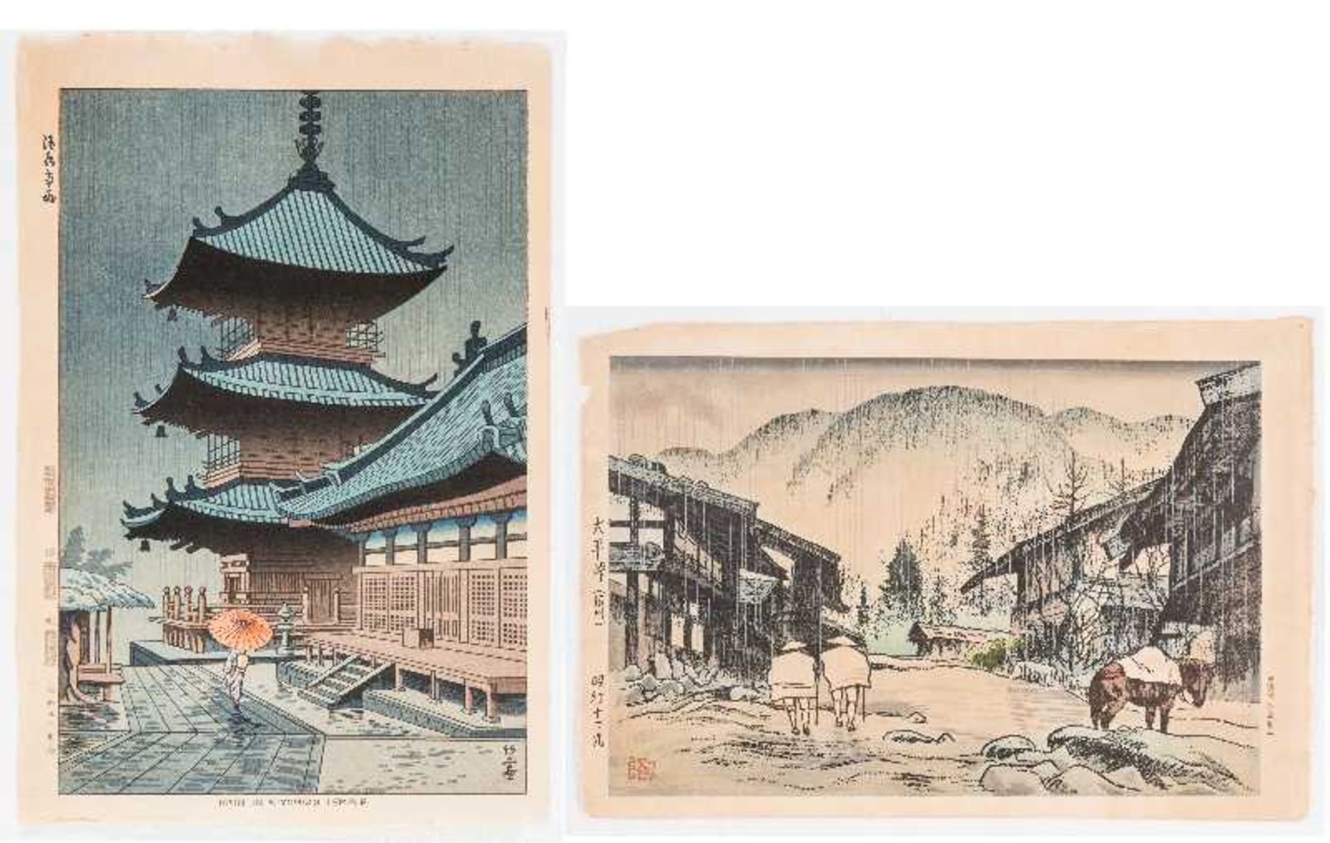 ZWEI FARBHOLZSCHNITTE Original-Farbholzschnitt. Japan, Erschienen 1951Erschienen 1936 ASANO