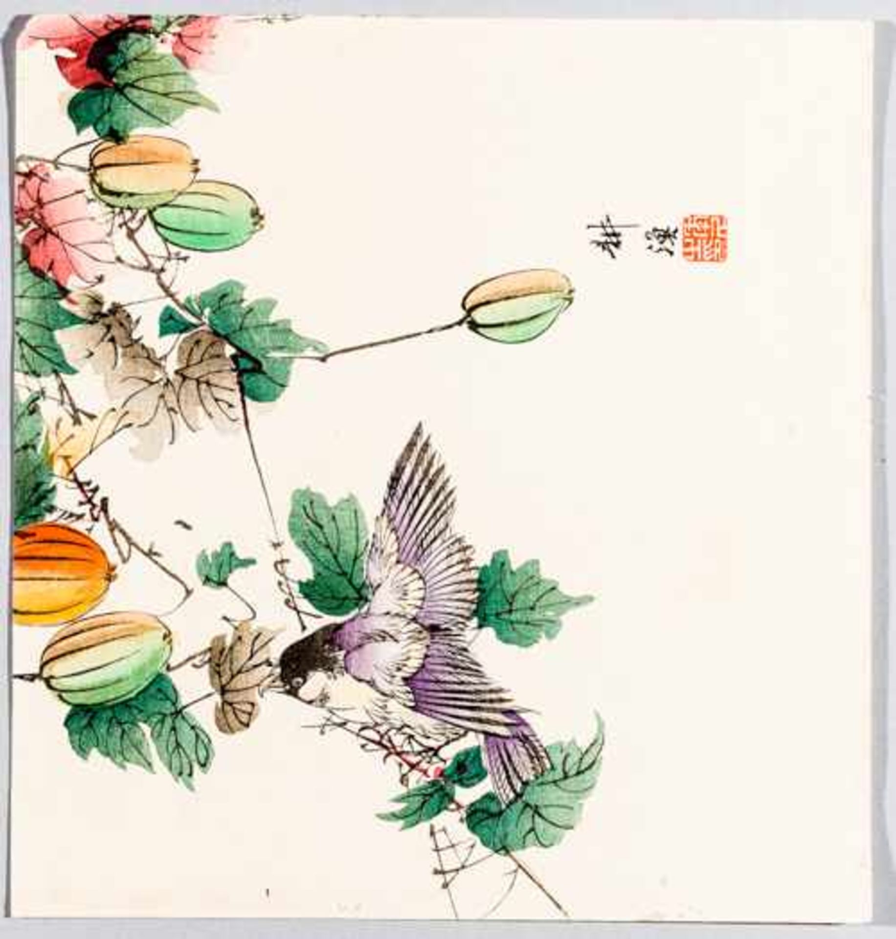 TSUKIOKA KOGYO月岡耕漁 (1869 - 1927) Kacho-e. Original-Farbholzschnitt, erschienen in den 1920ern. Vogel